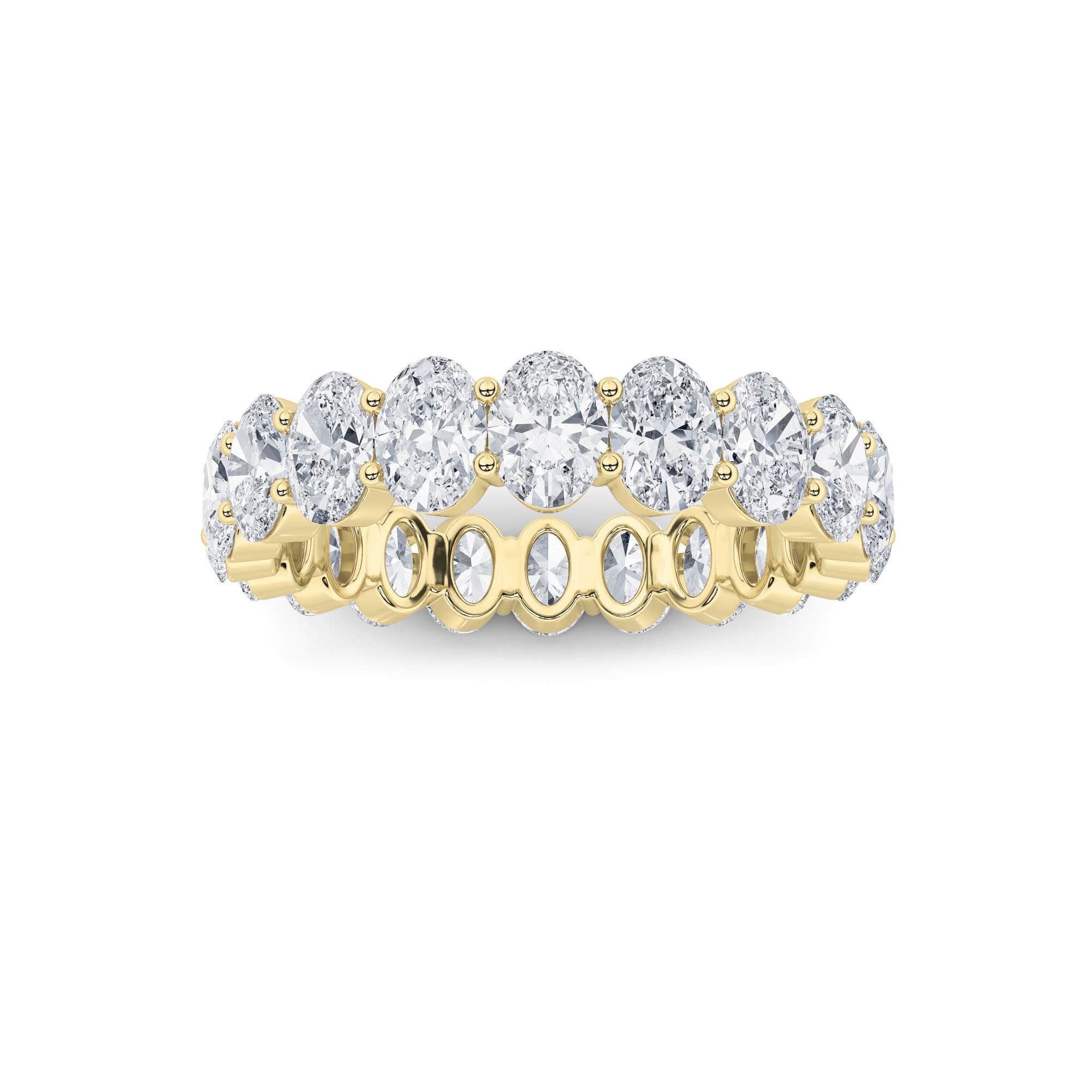 4CTW Oval Shaped Lab Grown Diamond Split Prong Eternity Ring in 14K Gold (F/VS) - Size 8