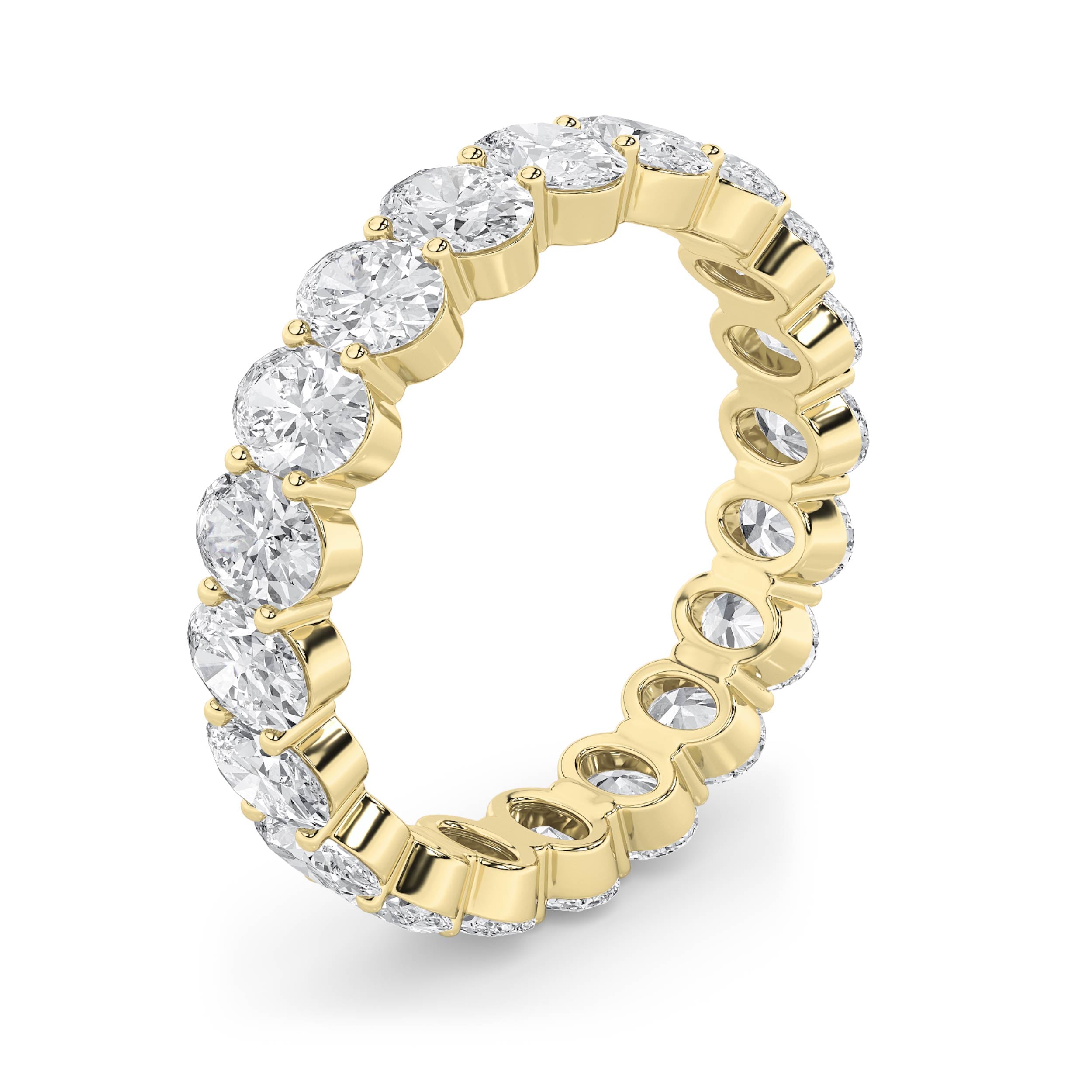 4CTW Oval Shaped Lab Grown Diamond Split Prong Eternity Ring in 14K Gold (F/VS) - Size 8