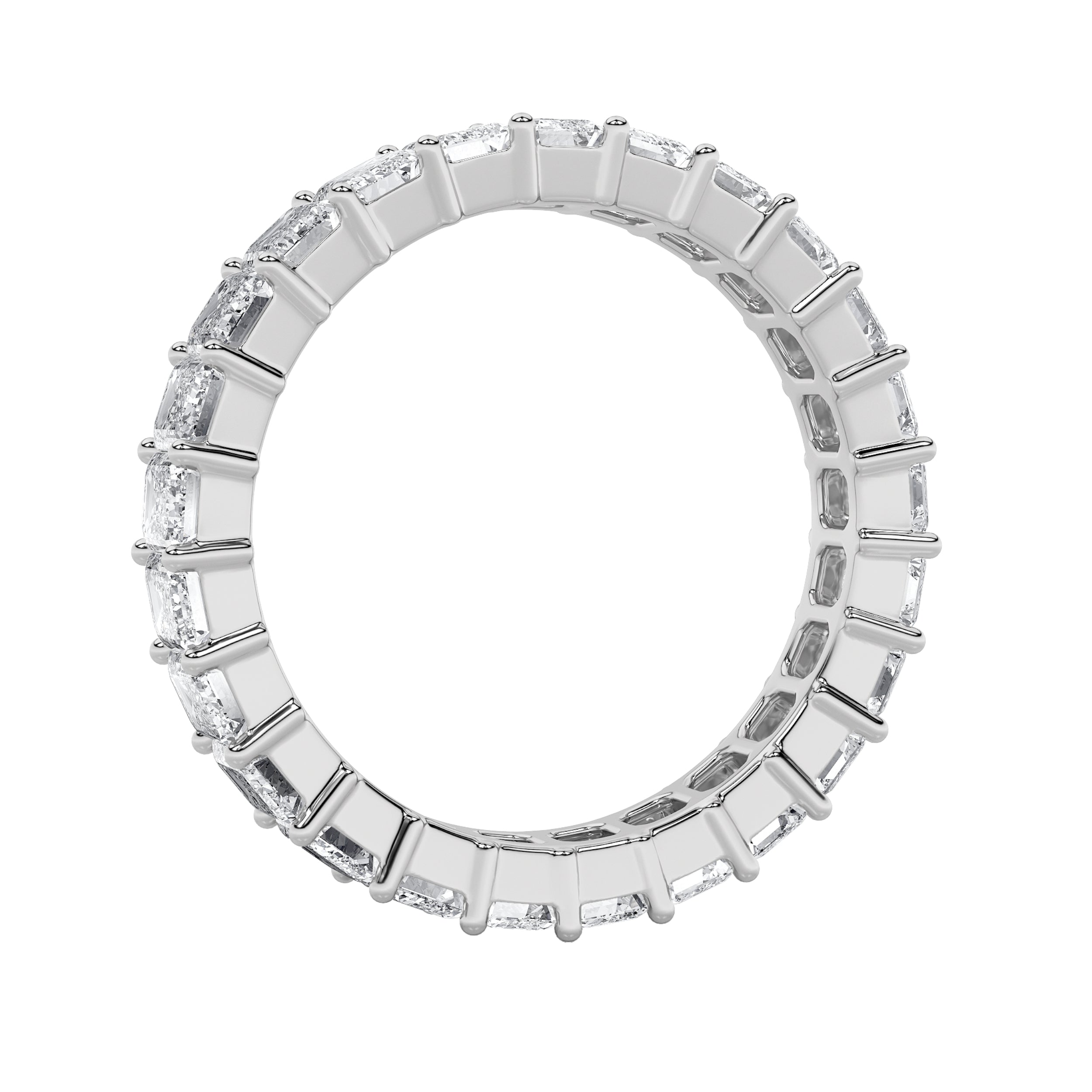 5.5CTW Emerald Shaped Lab Grown Diamond Split Prong Eternity Ring in 14K Gold (F/VS) - Size 8