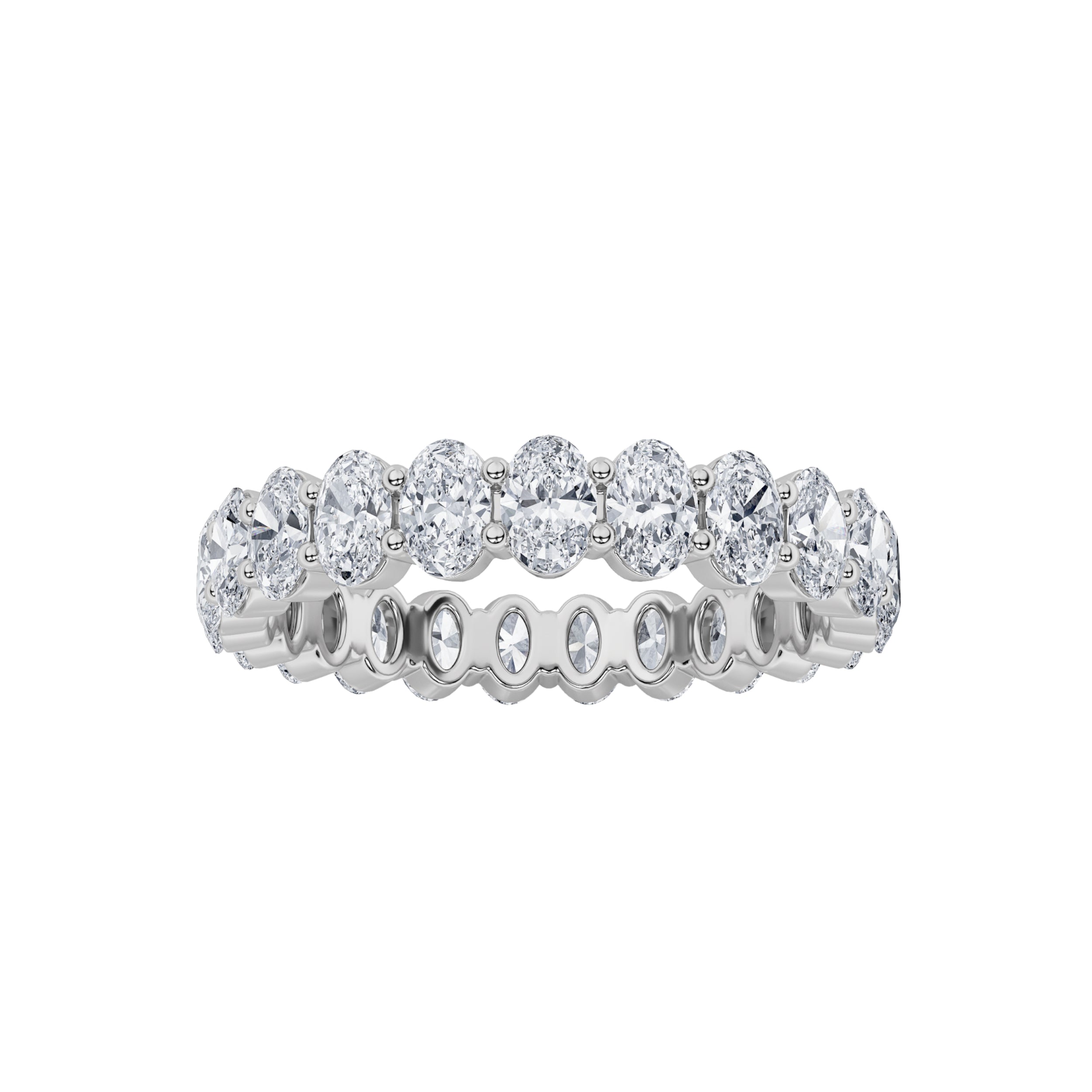 4.25CTW Oval Shaped Lab Grown Diamond Split Prong Eternity Ring in 14K Gold (F/VS) - Size 5