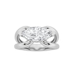2CTW Marquise Shaped Lab Grown Diamond (G/VS) East West Solitaire Fancy Ring in 14K Gold