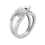 2CTW Marquise Shaped Lab Grown Diamond (G/VS) East West Solitaire Fancy Ring in 14K Gold
