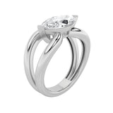 2CTW Marquise Shaped Lab Grown Diamond (G/VS) East West Solitaire Fancy Ring in 14K Gold