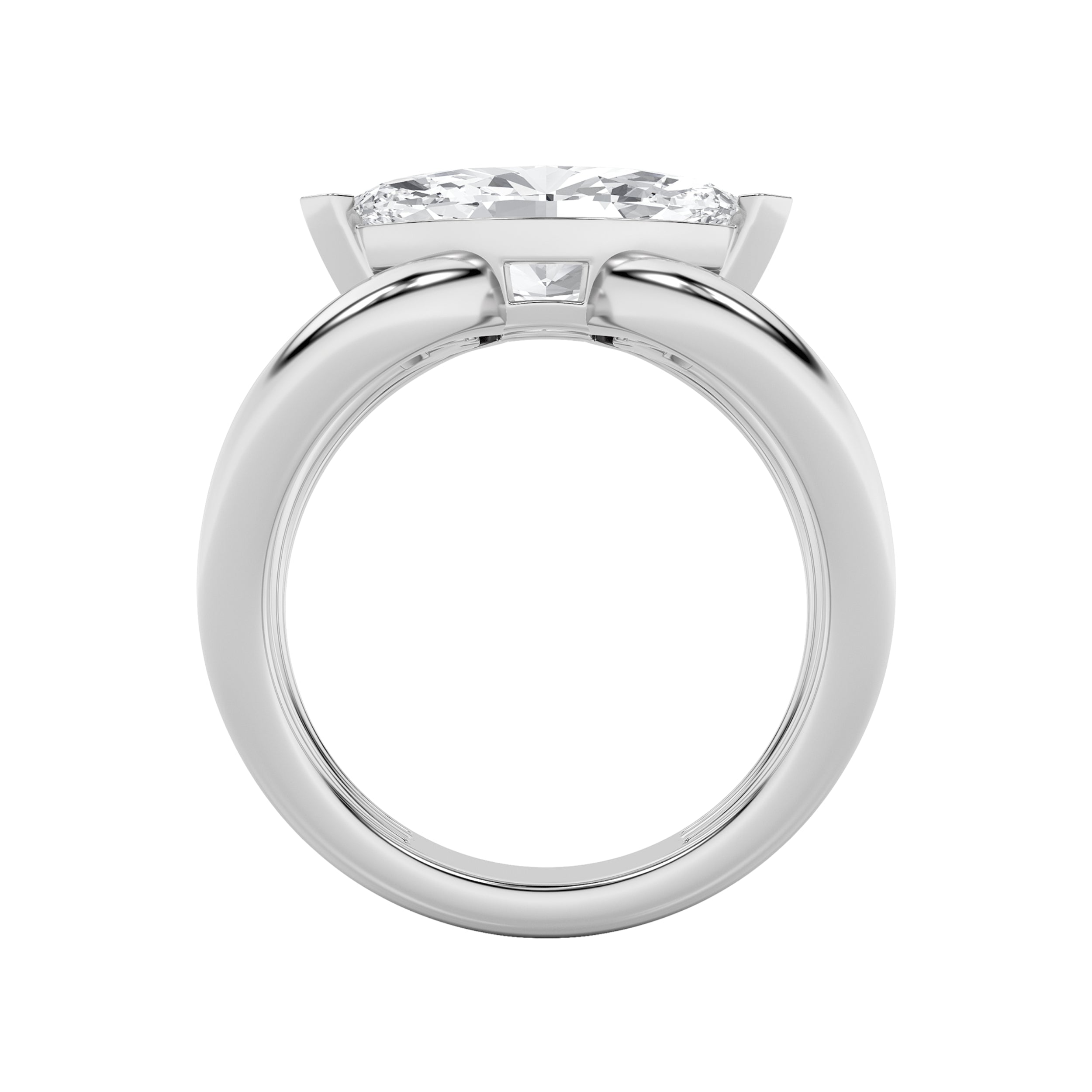 2CTW Marquise Shaped Lab Grown Diamond (G/VS) East West Solitaire Fancy Ring in 14K Gold