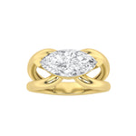 2CTW Marquise Shaped Lab Grown Diamond (G/VS) East West Solitaire Fancy Ring in 14K Gold