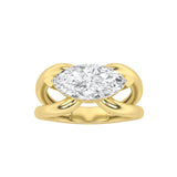 2CTW Marquise Shaped Lab Grown Diamond (G/VS) East West Solitaire Fancy Ring in 14K Gold