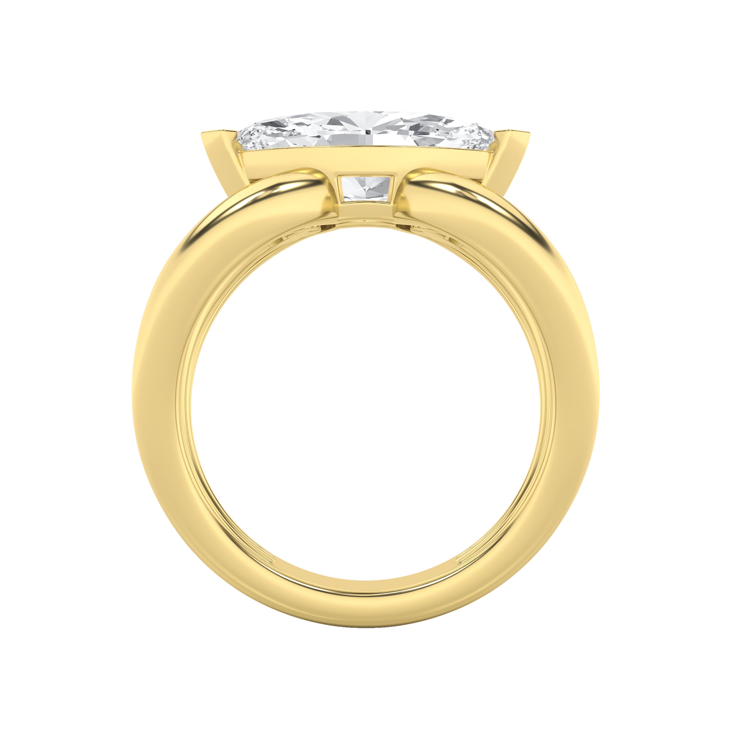 2CTW Marquise Shaped Lab Grown Diamond (G/VS) East West Solitaire Fancy Ring in 14K Gold