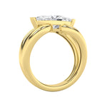 2CTW Marquise Shaped Lab Grown Diamond (G/VS) East West Solitaire Fancy Ring in 14K Gold