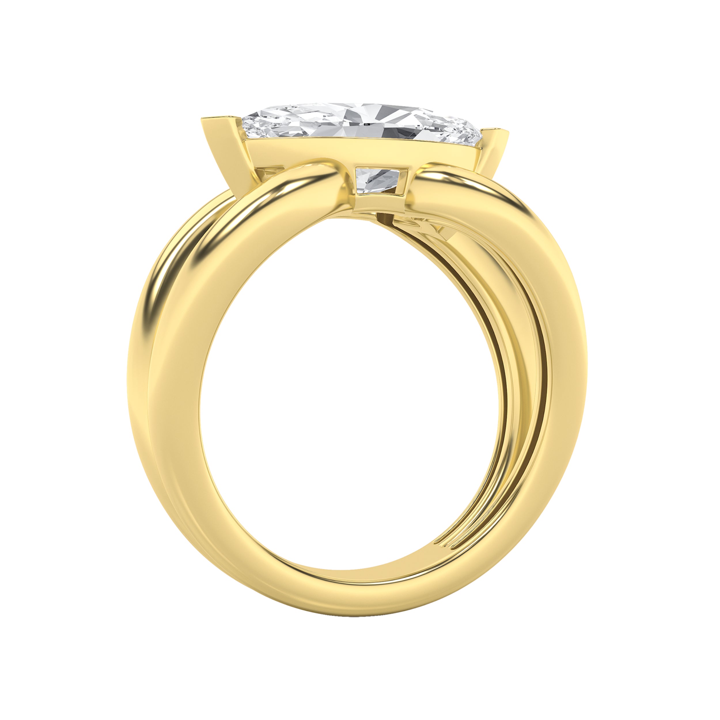 2CTW Marquise Shaped Lab Grown Diamond (G/VS) East West Solitaire Fancy Ring in 14K Gold