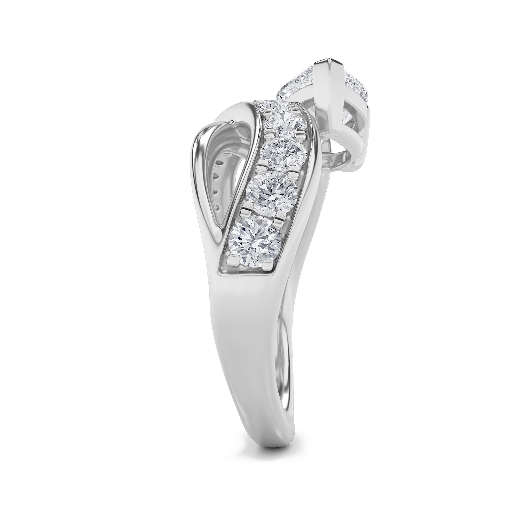 2CTW Pear Shaped Lab Grown Diamond (G/VS) Ring in 14K Gold