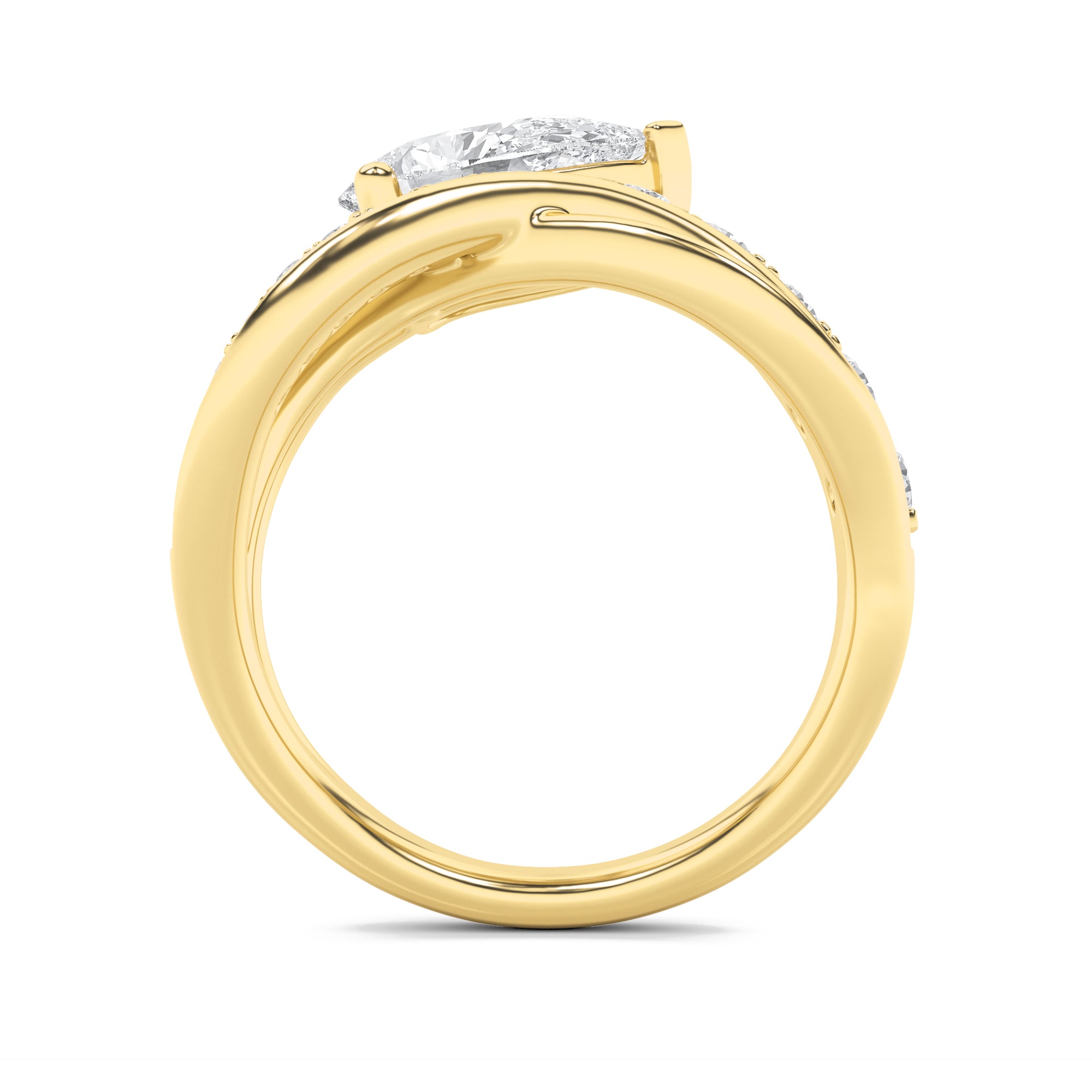 2CTW Pear Shaped Lab Grown Diamond (G/VS) Ring in 14K Gold