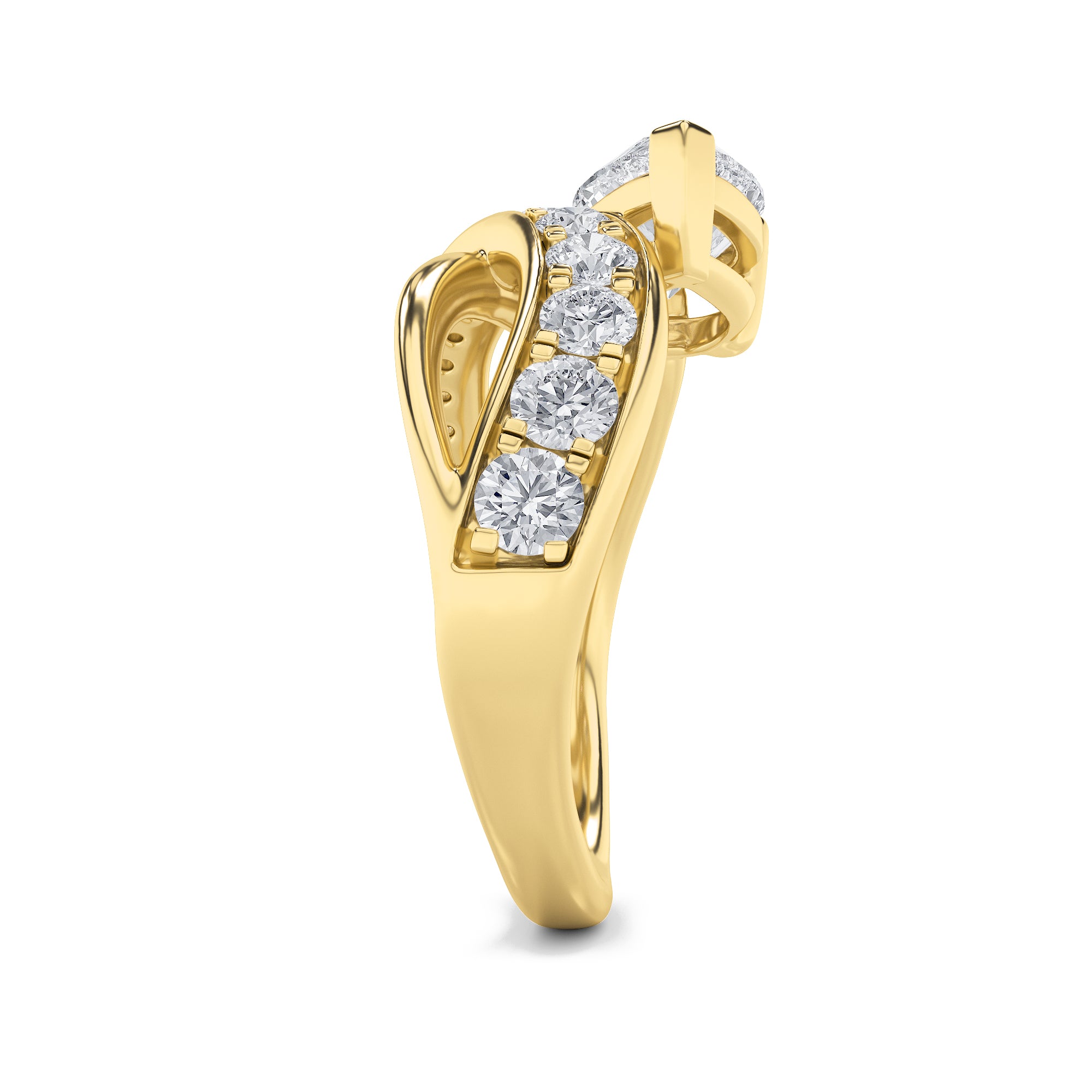 2CTW Pear Shaped Lab Grown Diamond (G/VS) Ring in 14K Gold