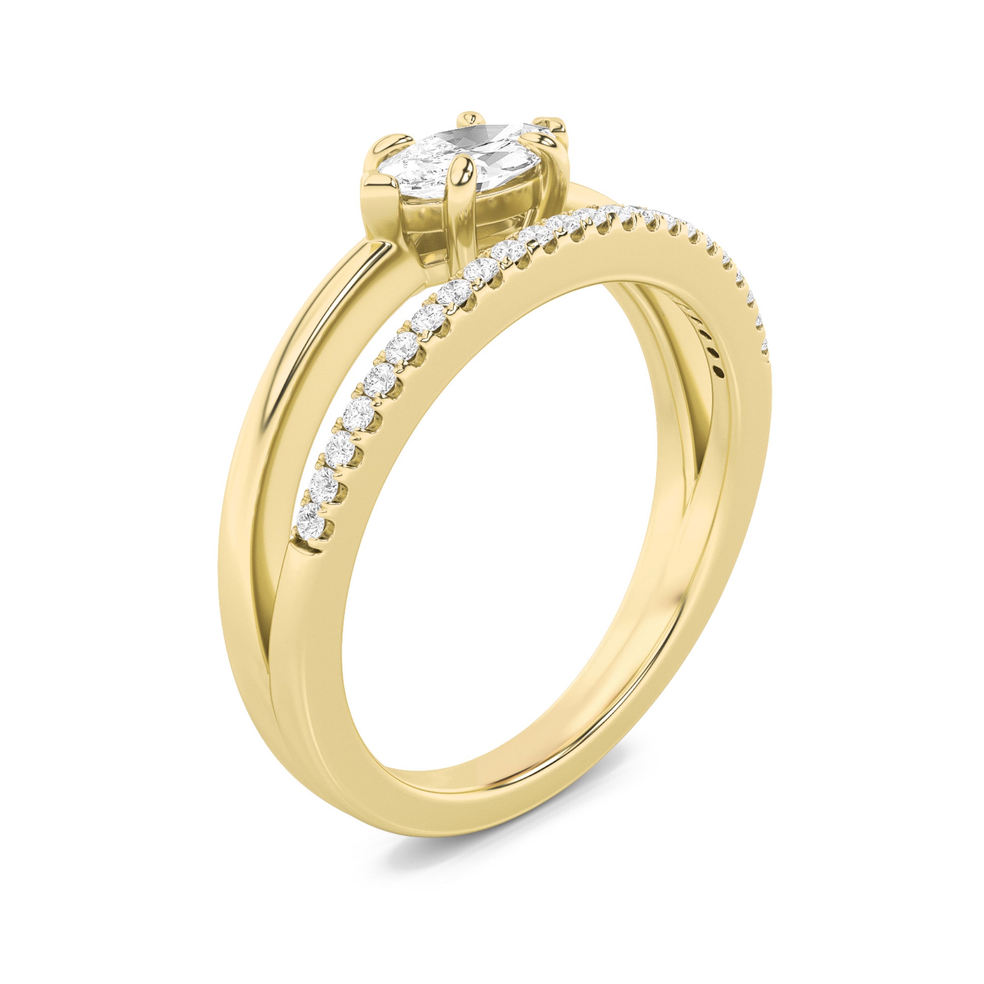 0.5CTW Marquise Shaped Lab Grown Diamond (G/VS) Ring in 14K Gold