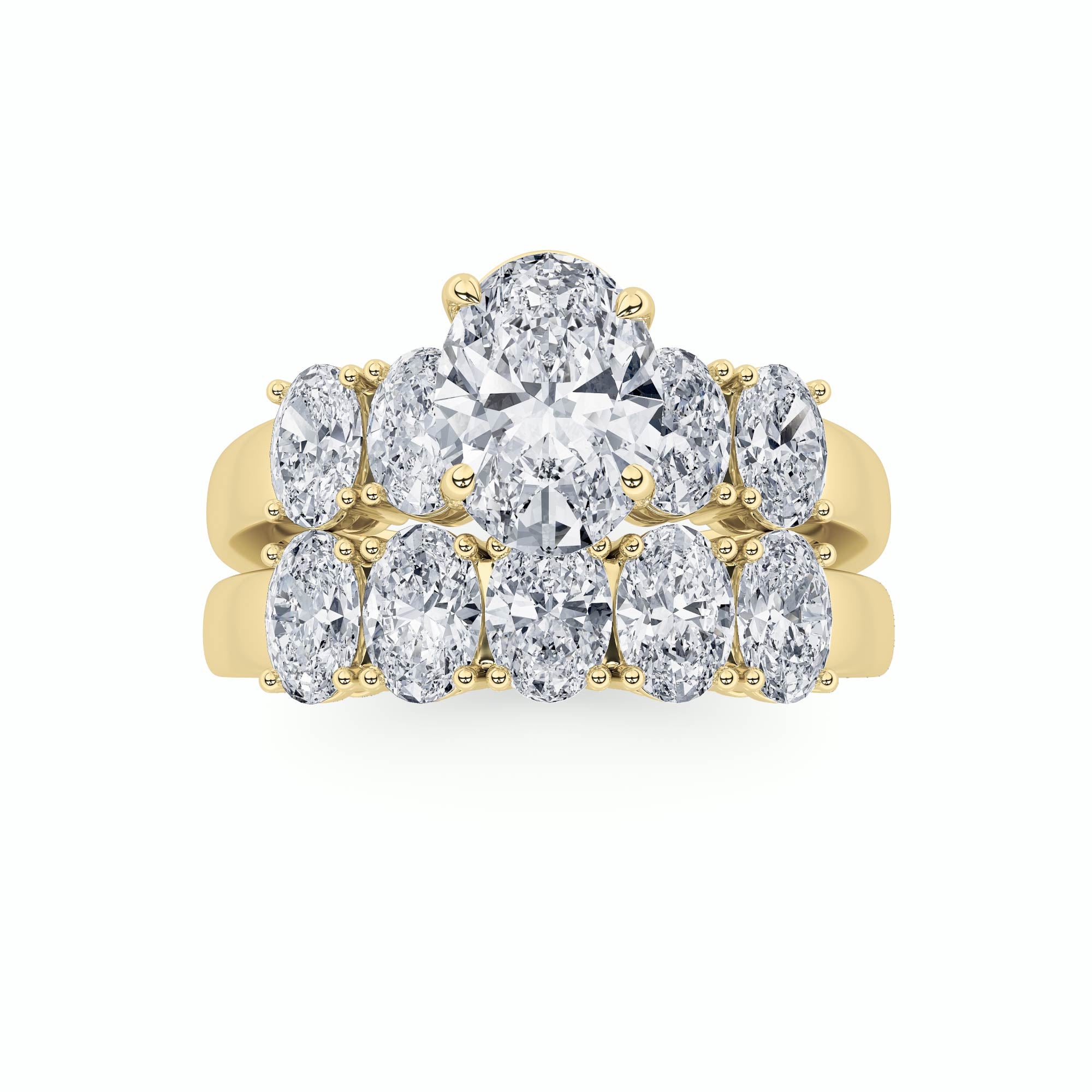 2.5CTW Oval Shaped Lab Grown Diamond (G/VS) Bridal Set with Matching Band and  Ring in 14K Gold