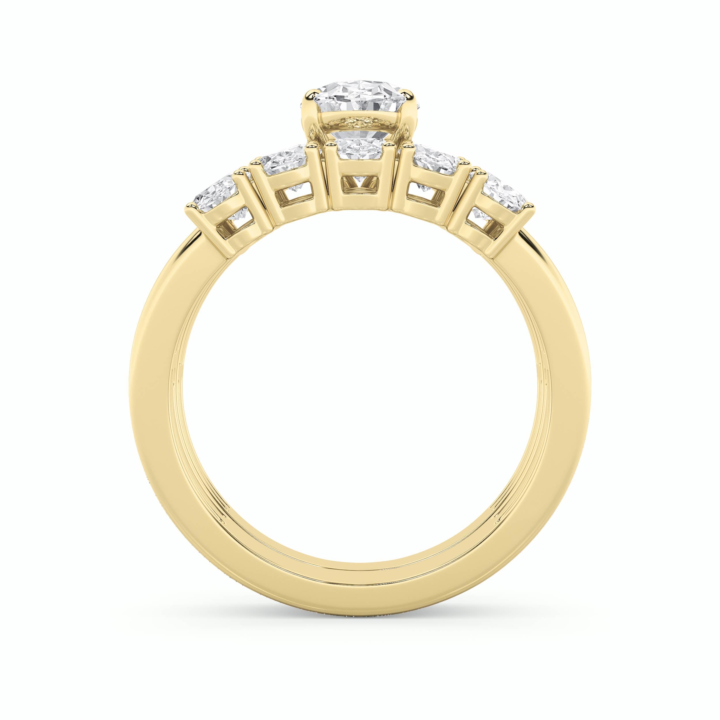 2.5CTW Oval Shaped Lab Grown Diamond (G/VS) Bridal Set with Matching Band and  Ring in 14K Gold