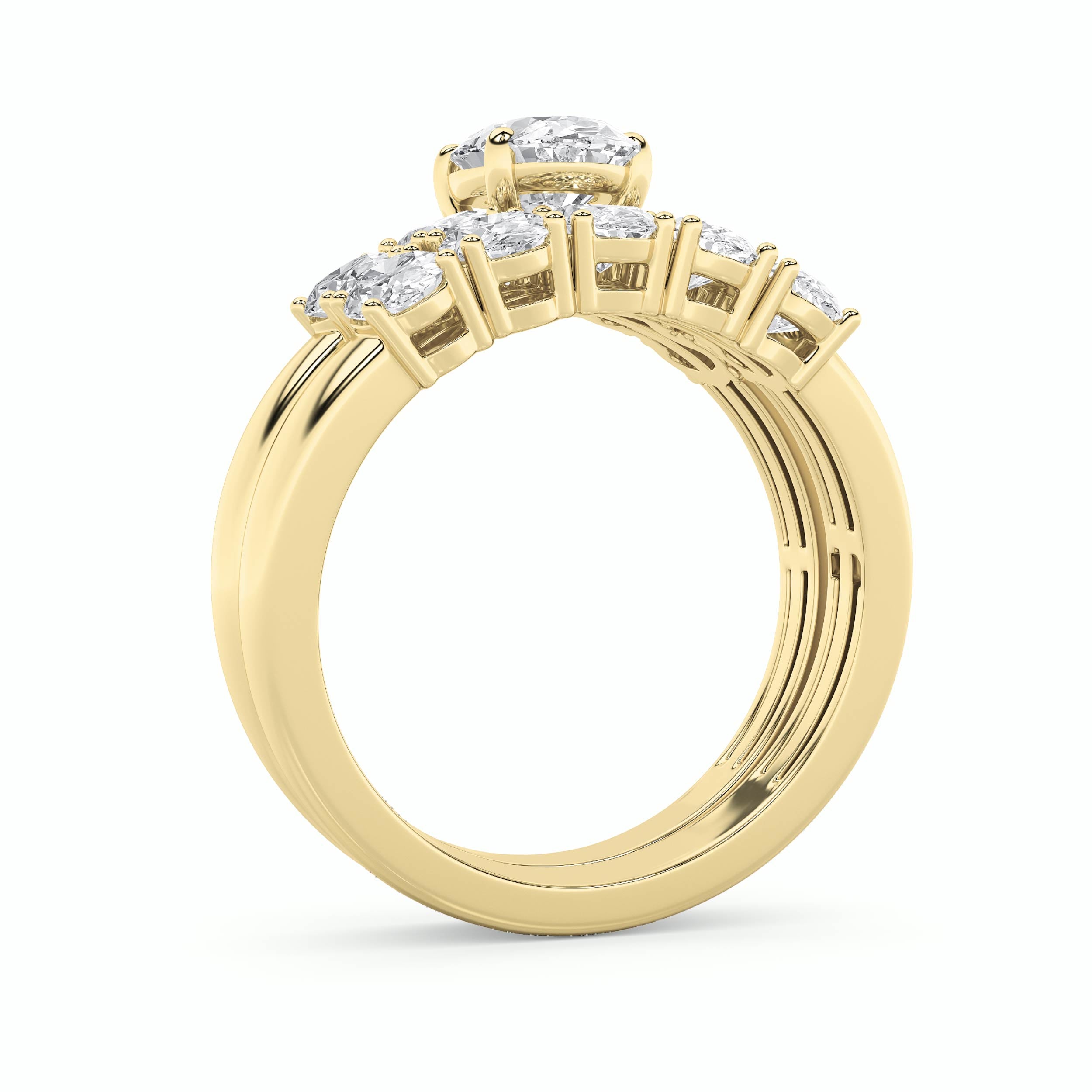 2.5CTW Oval Shaped Lab Grown Diamond (G/VS) Bridal Set with Matching Band and  Ring in 14K Gold