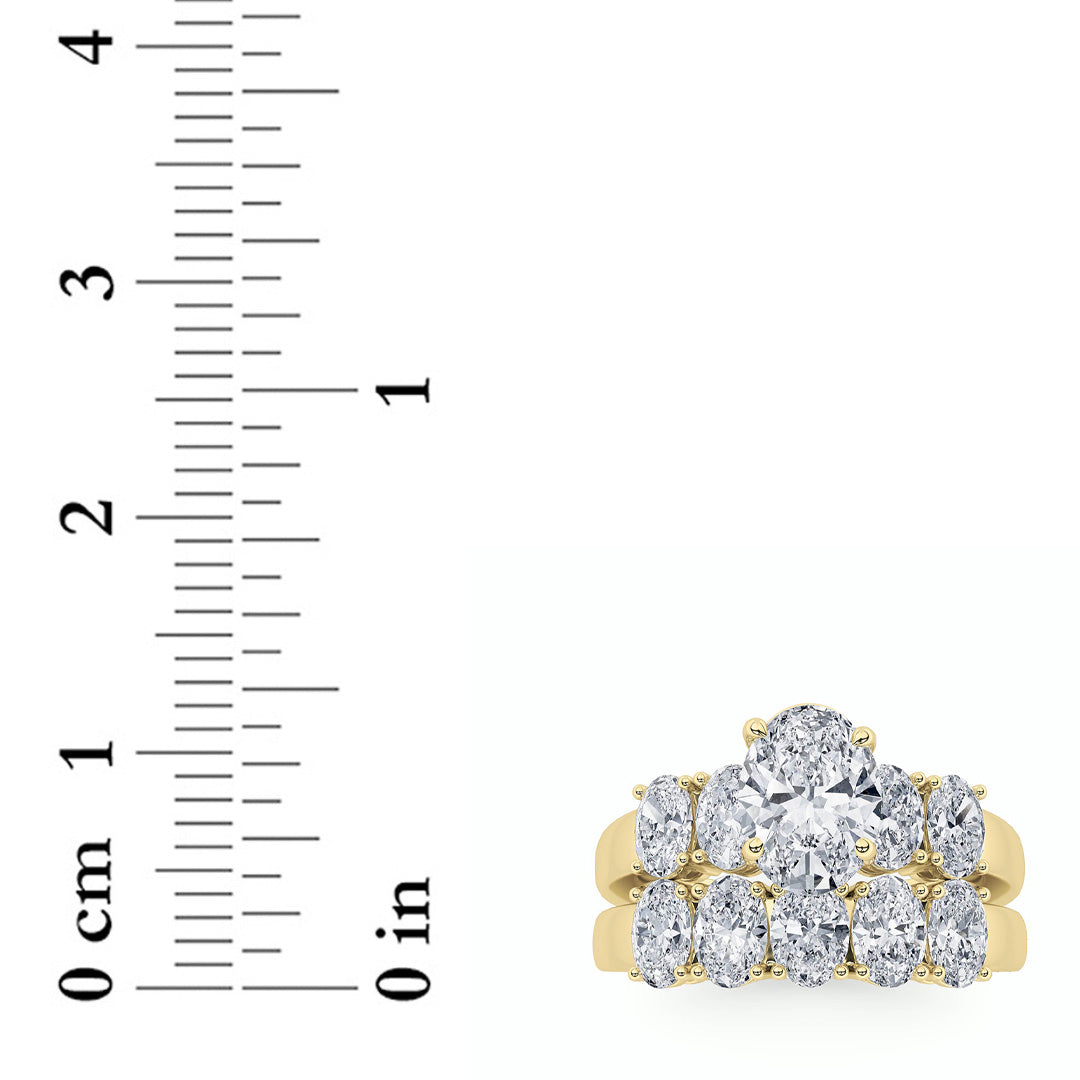 2.5CTW Oval Shaped Lab Grown Diamond (G/VS) Bridal Set with Matching Band and  Ring in 14K Gold