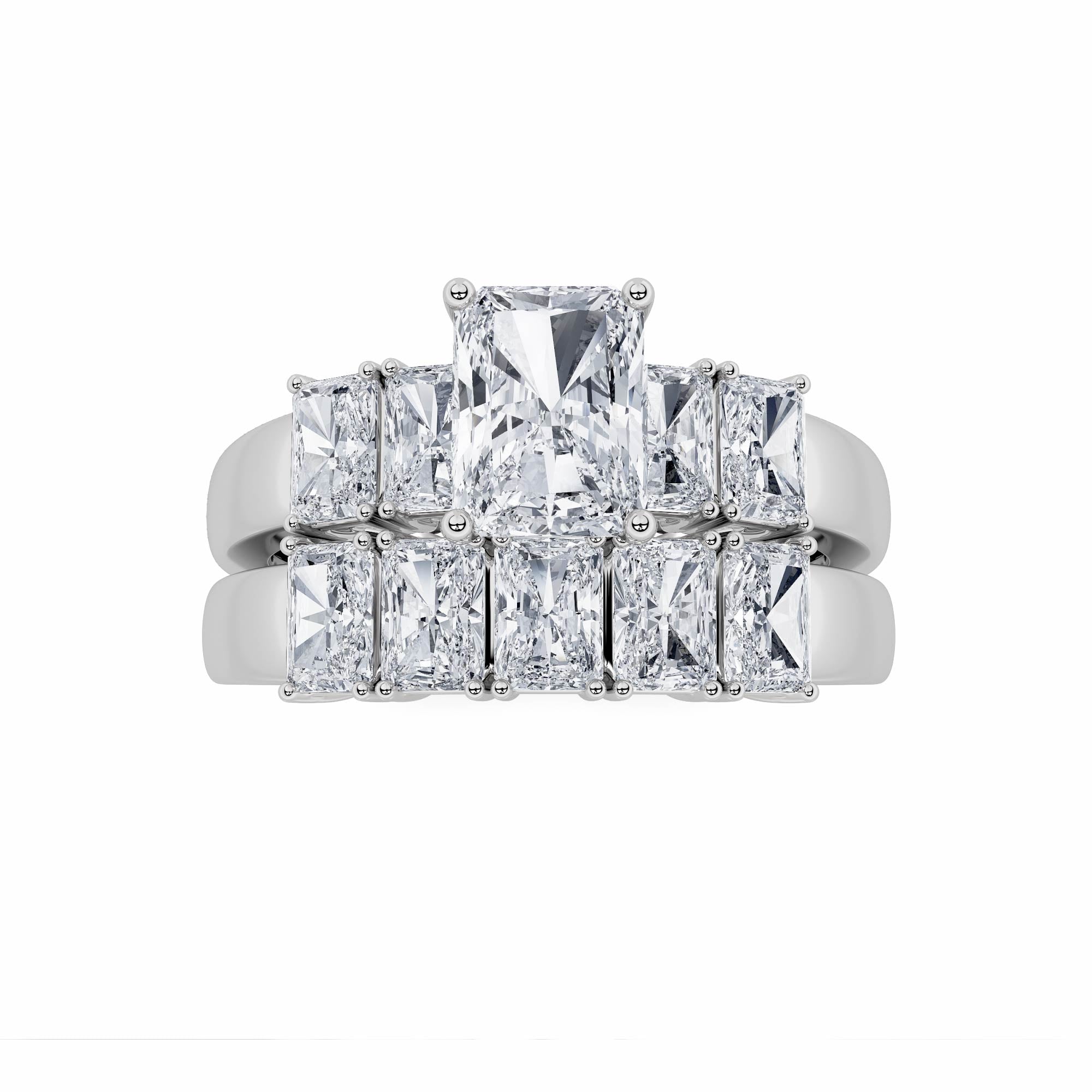 2.5CTW Radiant Shaped Lab Grown Diamond (G/VS) Bridal Set with Matching Band and  Ring in 14K Gold