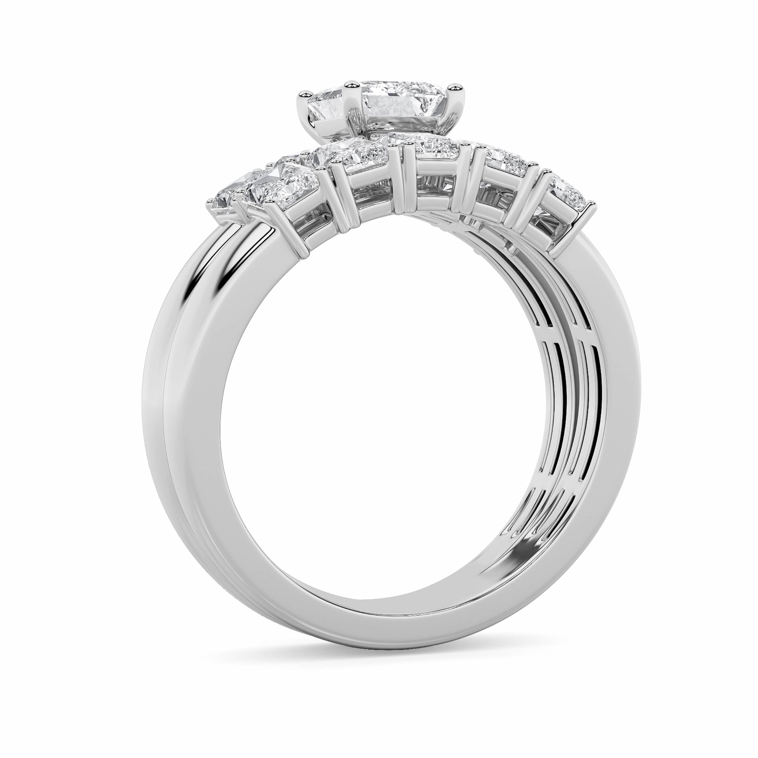 2.5CTW Radiant Shaped Lab Grown Diamond (G/VS) Bridal Set with Matching Band and  Ring in 14K Gold