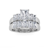 2.5CTW Radiant Shaped Lab Grown Diamond (G/VS) Bridal Set with Matching Band and  Ring in 14K Gold