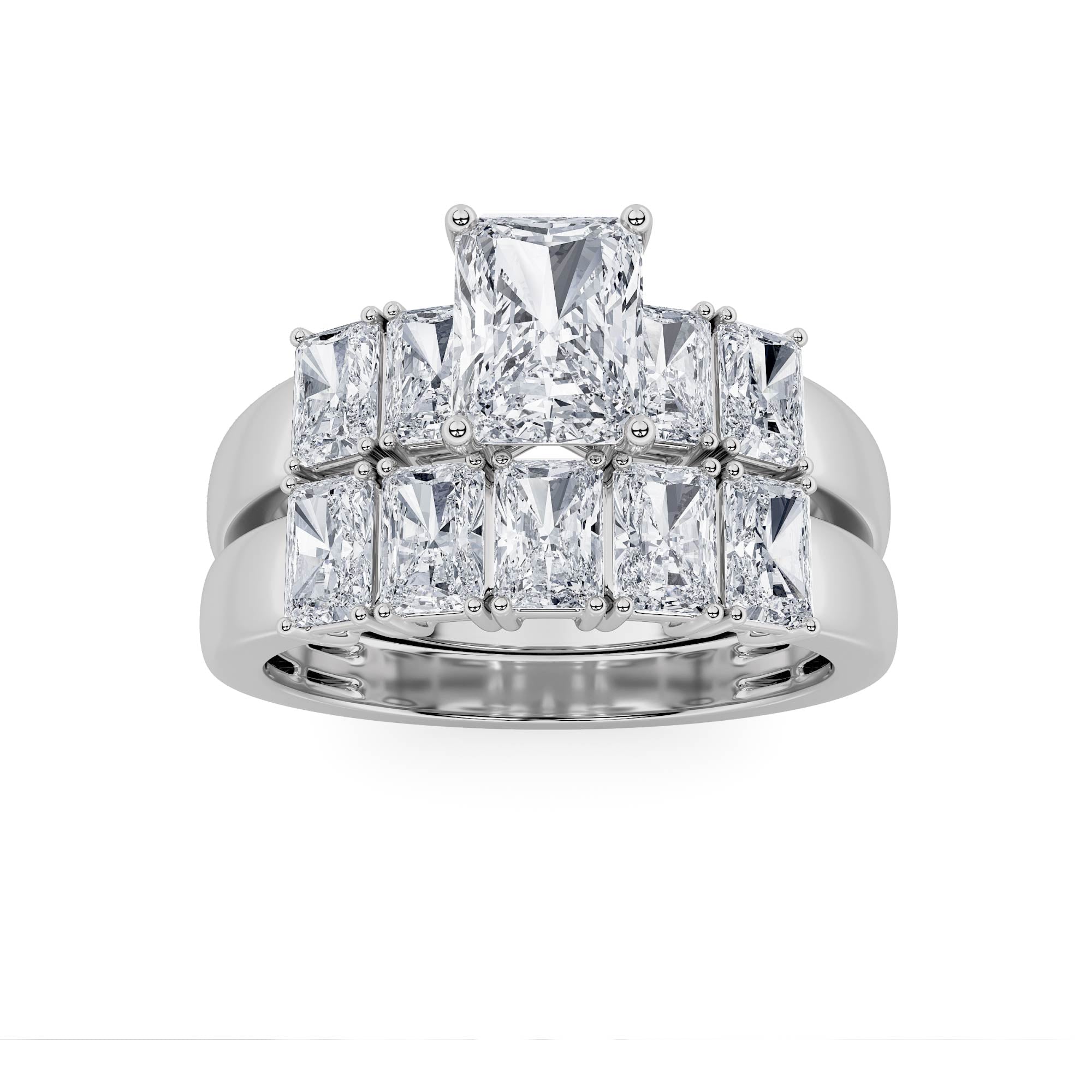 2.5CTW Radiant Shaped Lab Grown Diamond (G/VS) Bridal Set with Matching Band and  Ring in 14K Gold