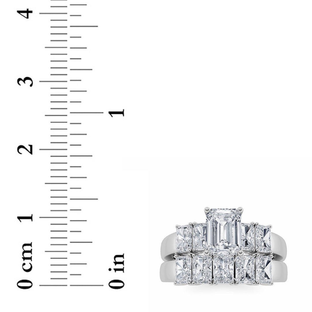2.5CTW Radiant Shaped Lab Grown Diamond (G/VS) Bridal Set with Matching Band and  Ring in 14K Gold