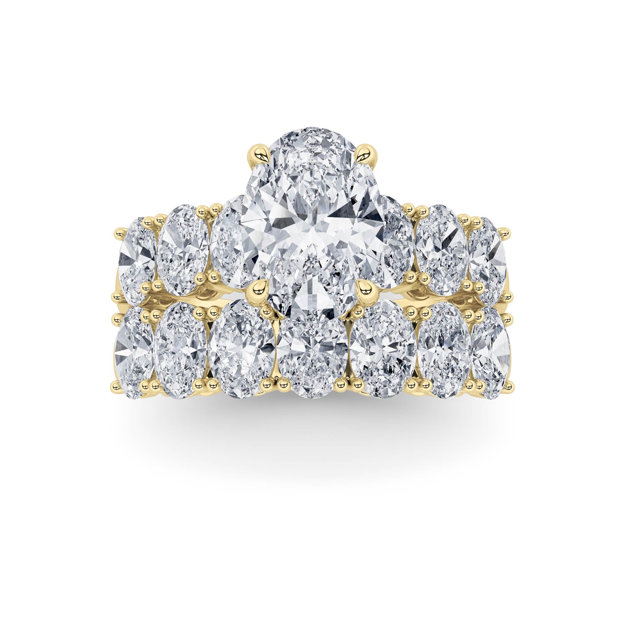 3.5CTW Oval Shaped Lab Grown Diamond (G/VS) Bridal Set with Matching Band and  Ring in 14K Gold