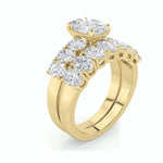 3.5CTW Oval Shaped Lab Grown Diamond (G/VS) Bridal Set with Matching Band and  Ring in 14K Gold