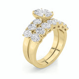 3.5CTW Oval Shaped Lab Grown Diamond (G/VS) Bridal Set with Matching Band and  Ring in 14K Gold