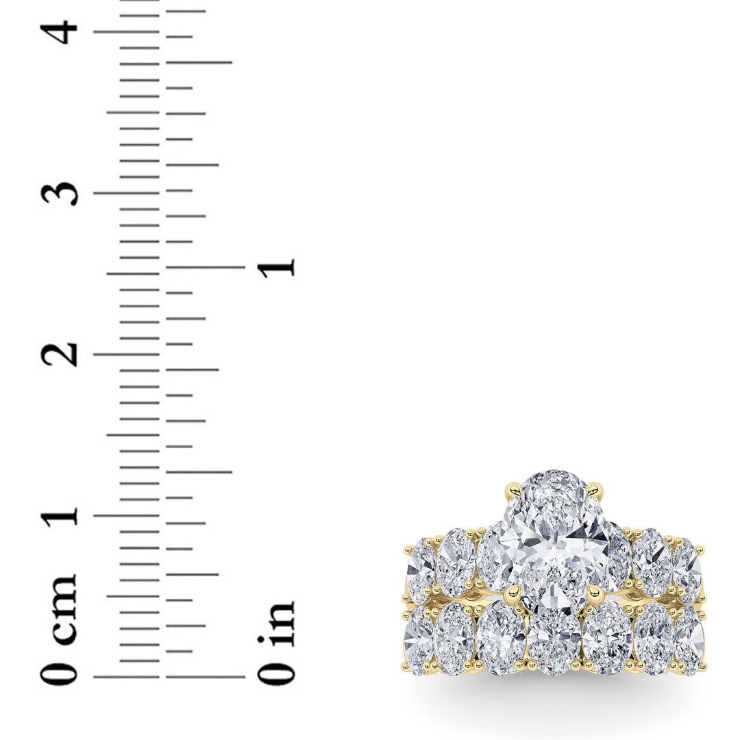 3.5CTW Oval Shaped Lab Grown Diamond (G/VS) Bridal Set with Matching Band and  Ring in 14K Gold