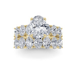 3.5CTW Oval Shaped Lab Grown Diamond (G/VS) Bridal Set with Matching Band and  Ring in 14K Gold