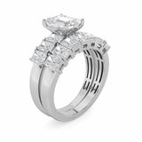 3.5CTW Radiant Shaped Lab Grown Diamond (G/VS) Bridal Set with Matching Band and  Ring in 14K Gold