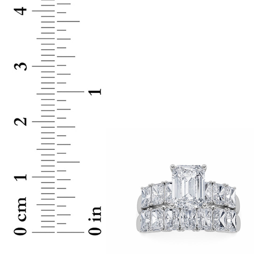 3.5CTW Radiant Shaped Lab Grown Diamond (G/VS) Bridal Set with Matching Band and  Ring in 14K Gold