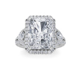 6.25CTW Radiant Shaped Lab Grown Diamond (G/VS) Bold Accented Statement Engagement Ring in 14K Gold