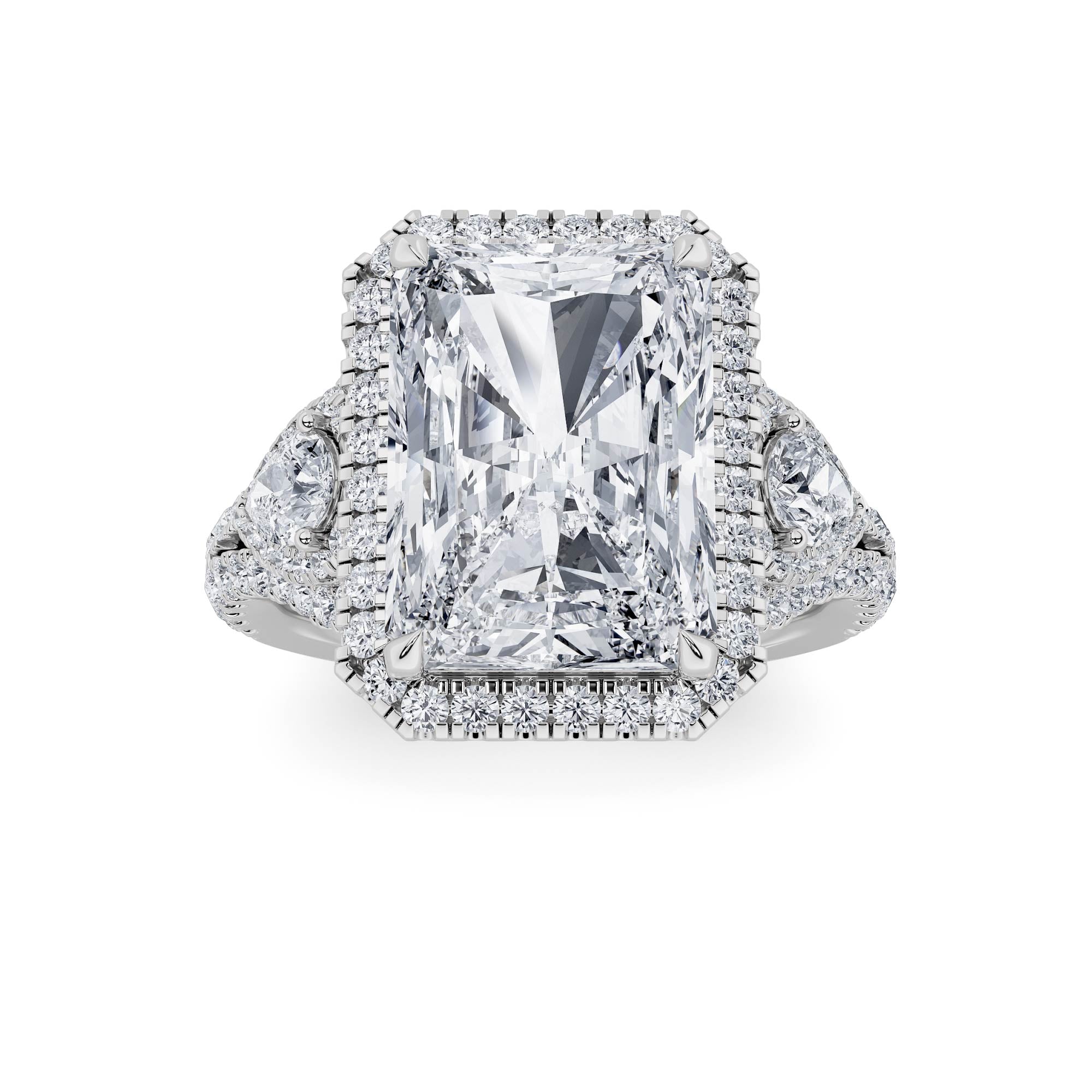 6.25CTW Radiant Shaped Lab Grown Diamond (G/VS) Bold Accented Statement Engagement Ring in 14K Gold