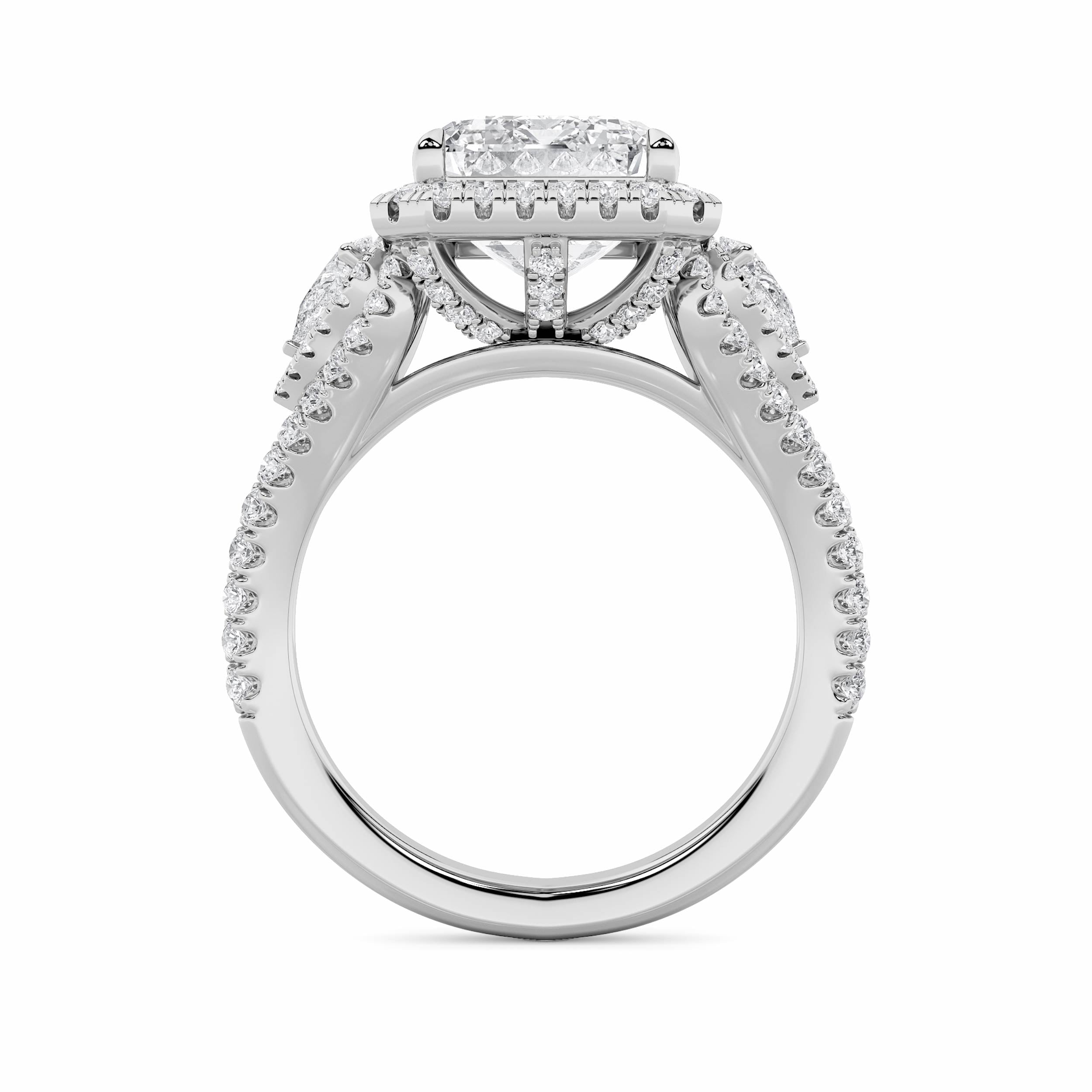 6.25CTW Radiant Shaped Lab Grown Diamond (G/VS) Bold Accented Statement Engagement Ring in 14K Gold