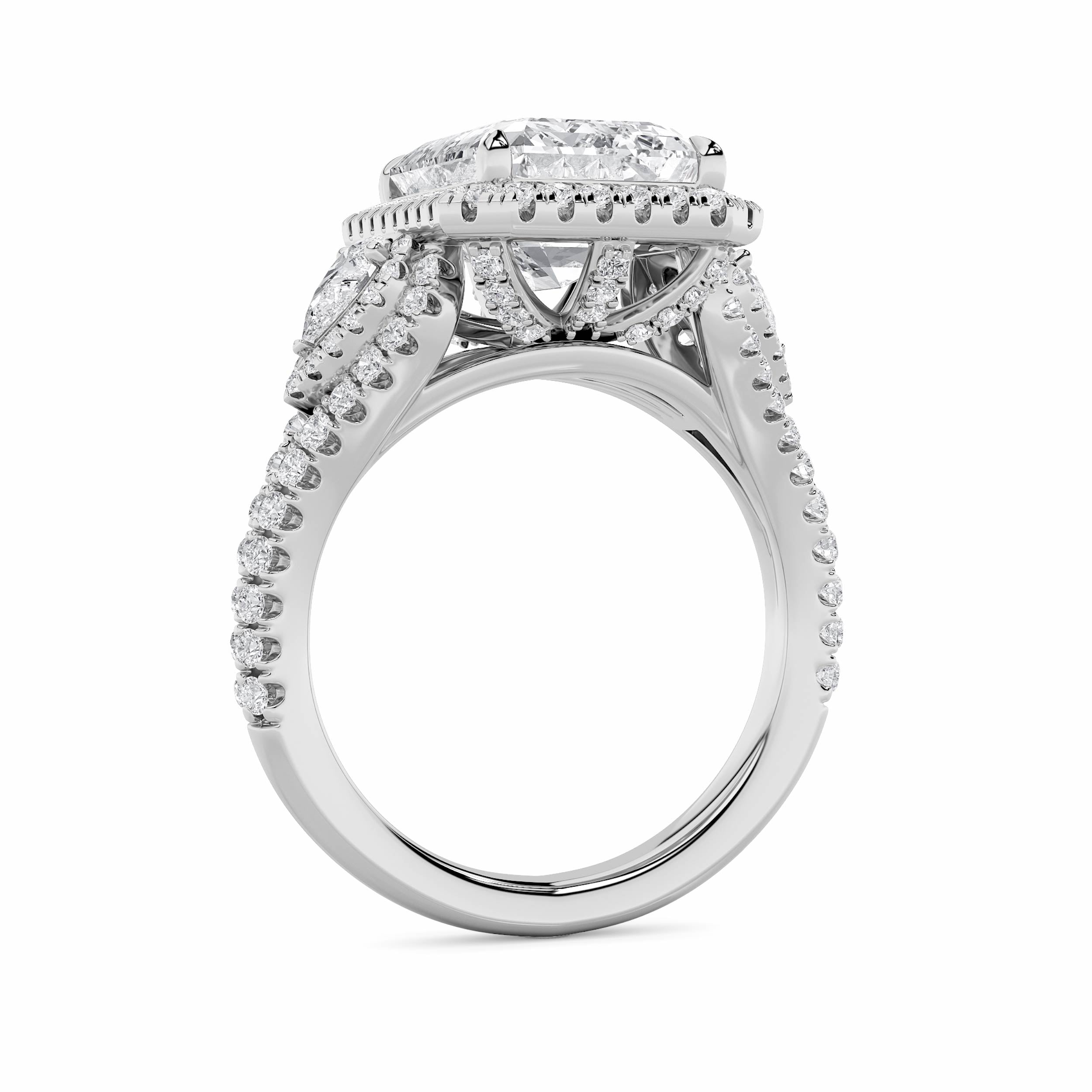 6.25CTW Radiant Shaped Lab Grown Diamond (G/VS) Bold Accented Statement Engagement Ring in 14K Gold