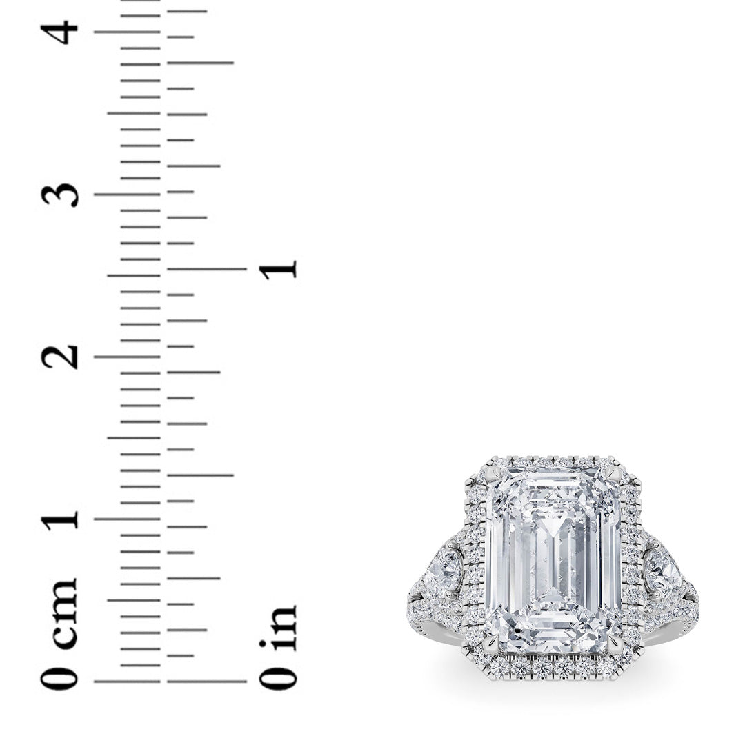 6.25CTW Radiant Shaped Lab Grown Diamond (G/VS) Bold Accented Statement Engagement Ring in 14K Gold