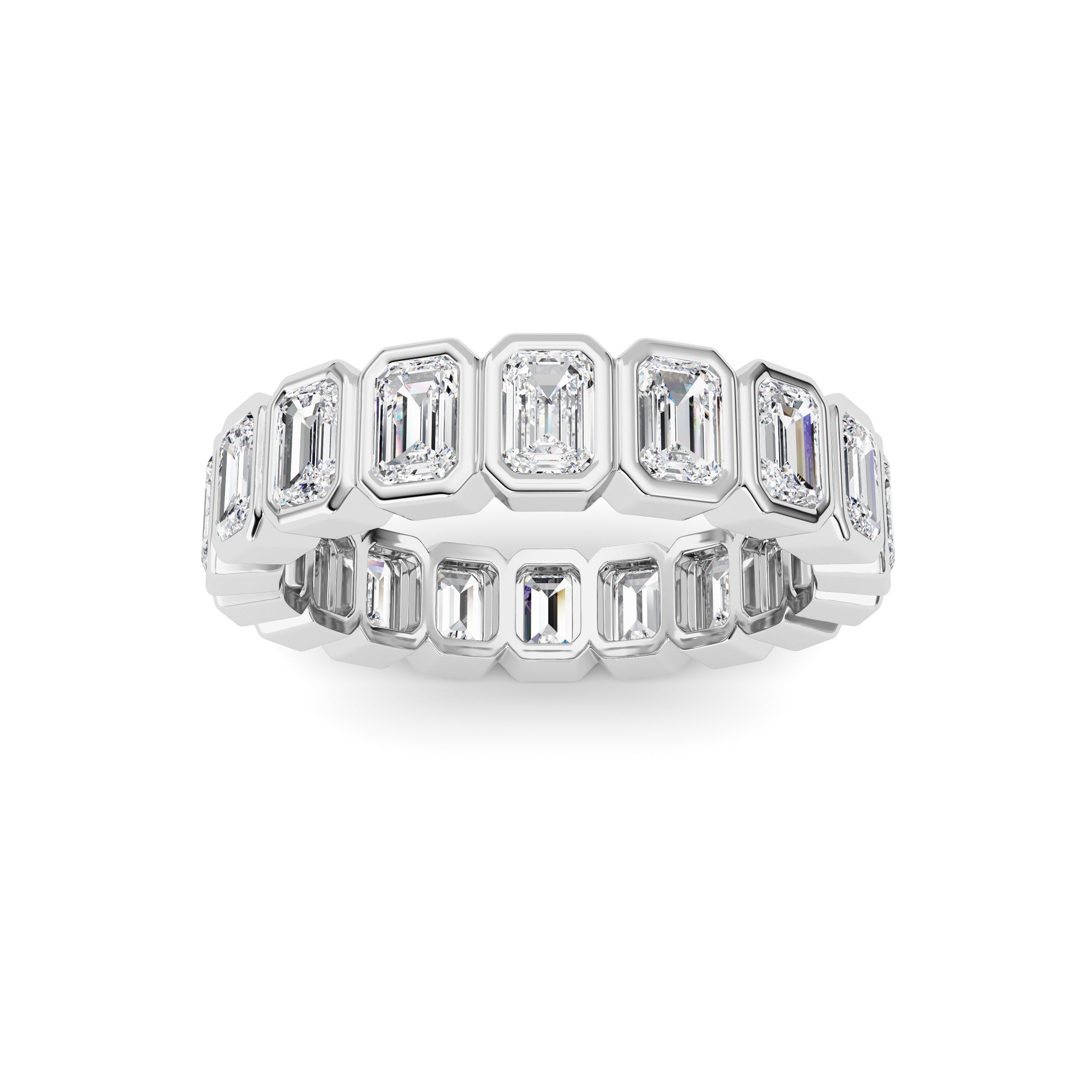 2.2CTW Emerald Shaped Lab Grown Diamond (F/VS) Eternity Band Ring in 14K Gold - Size 5