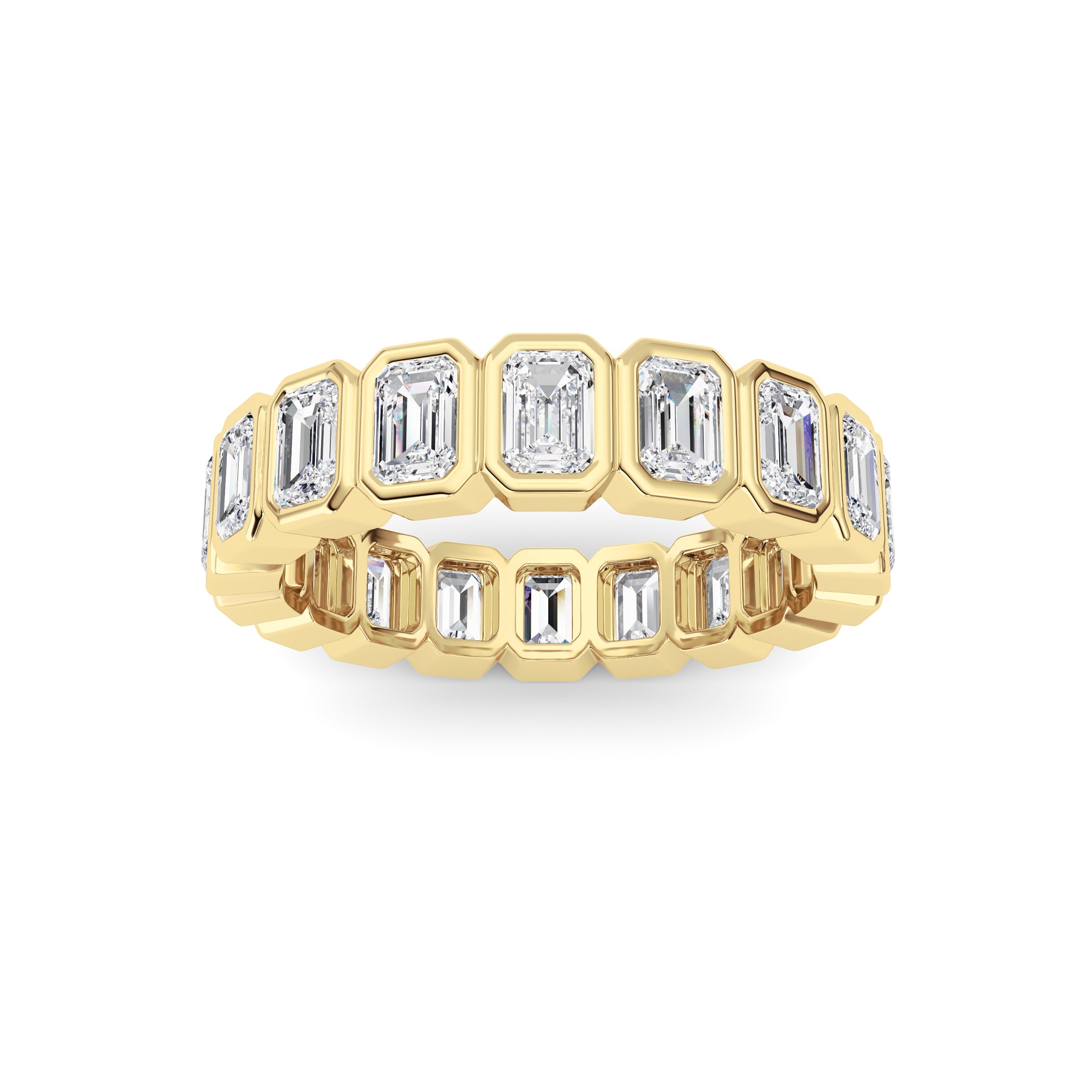 2.2CTW Emerald Shaped Lab Grown Diamond (F/VS) Eternity Band Ring in 14K Gold - Size 5