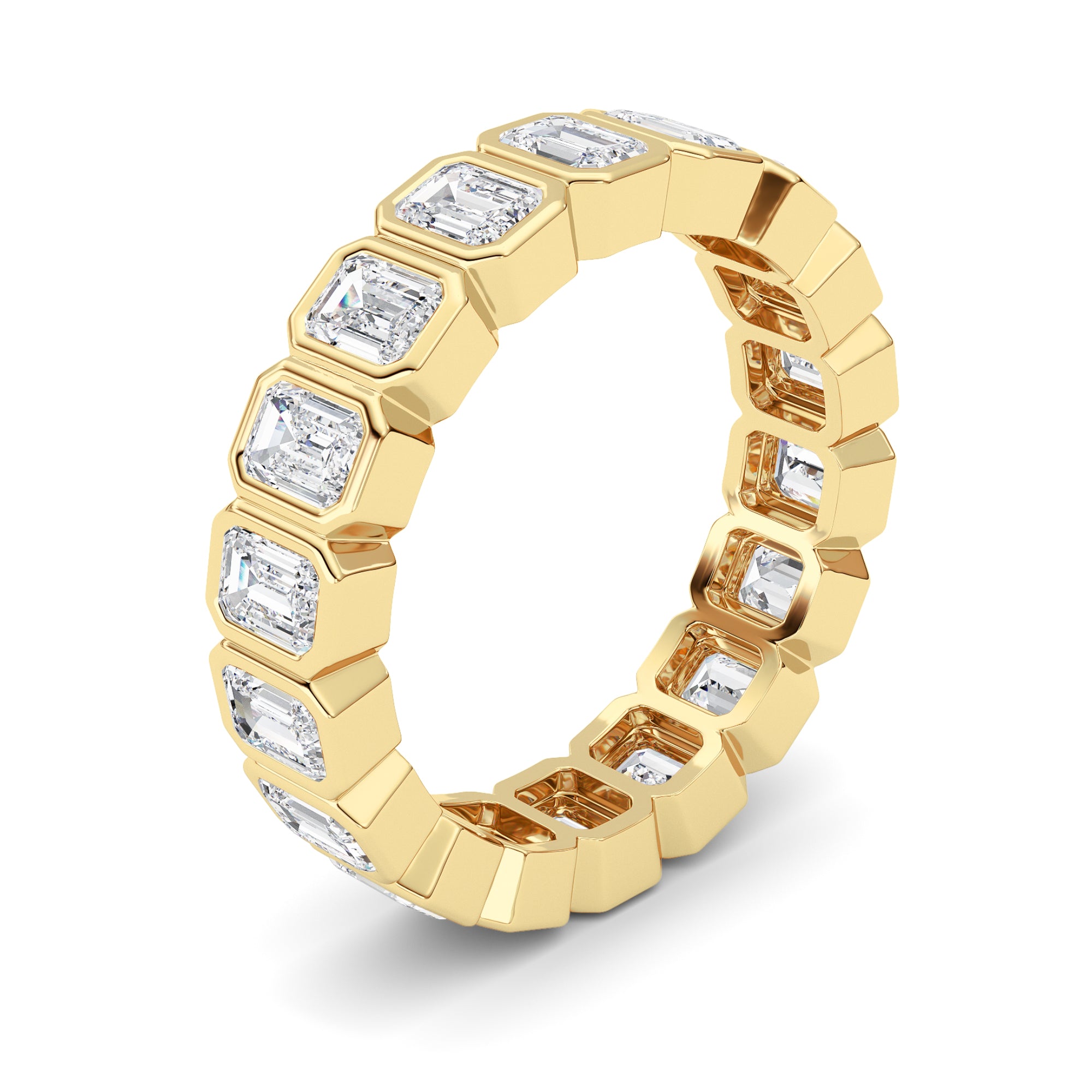 2.2CTW Emerald Shaped Lab Grown Diamond (F/VS) Eternity Band Ring in 14K Gold - Size 5