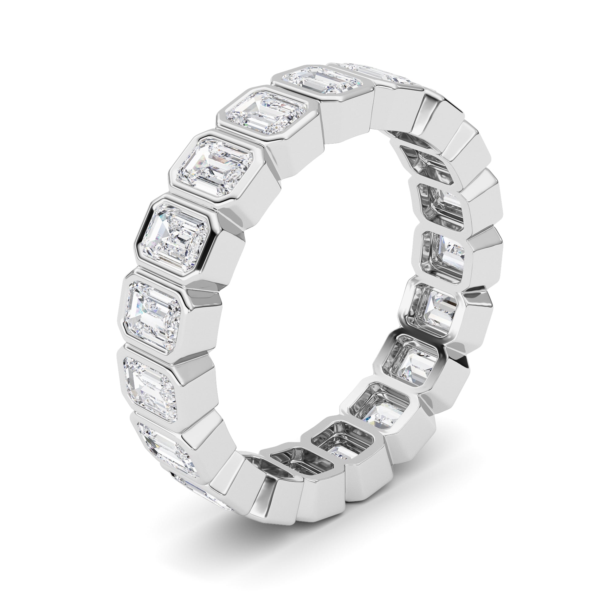 2.2CTW Emerald Shaped Lab Grown Diamond (F/VS) Eternity Band Ring in 14K Gold - Size 6