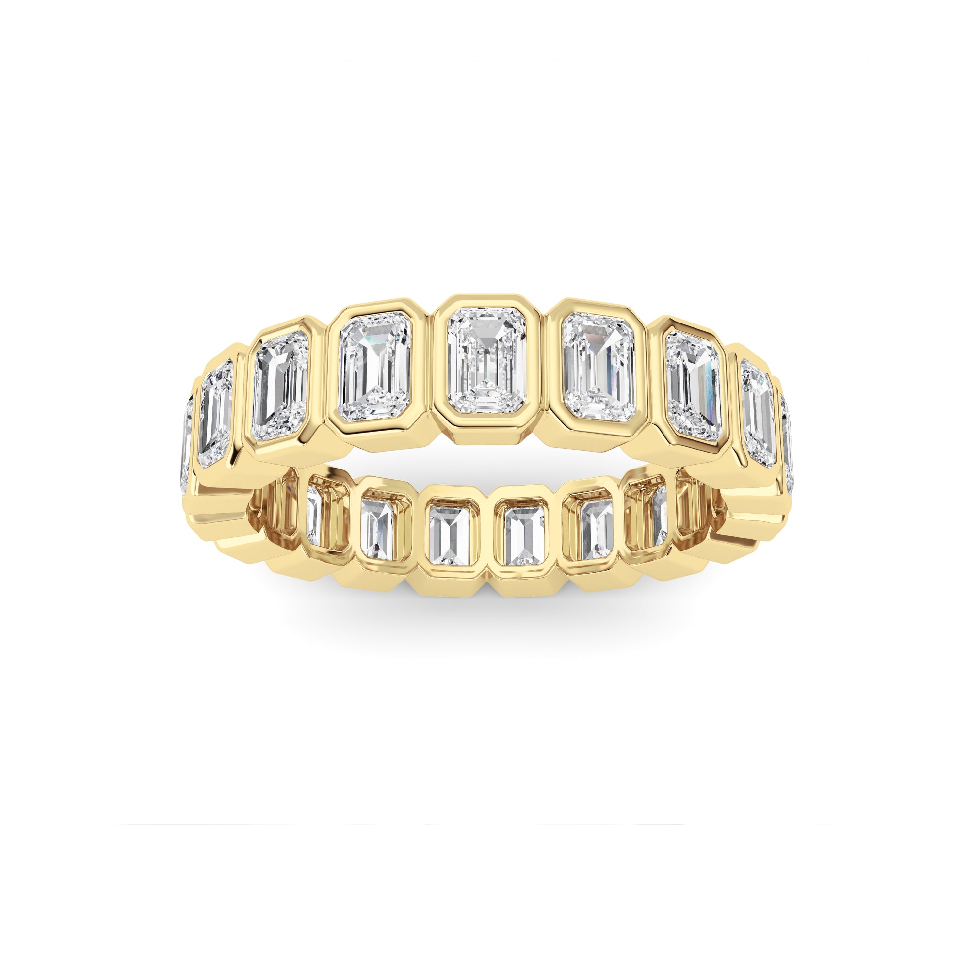2.2CTW Emerald Shaped Lab Grown Diamond (F/VS) Eternity Band Ring in 14K Gold - Size 6