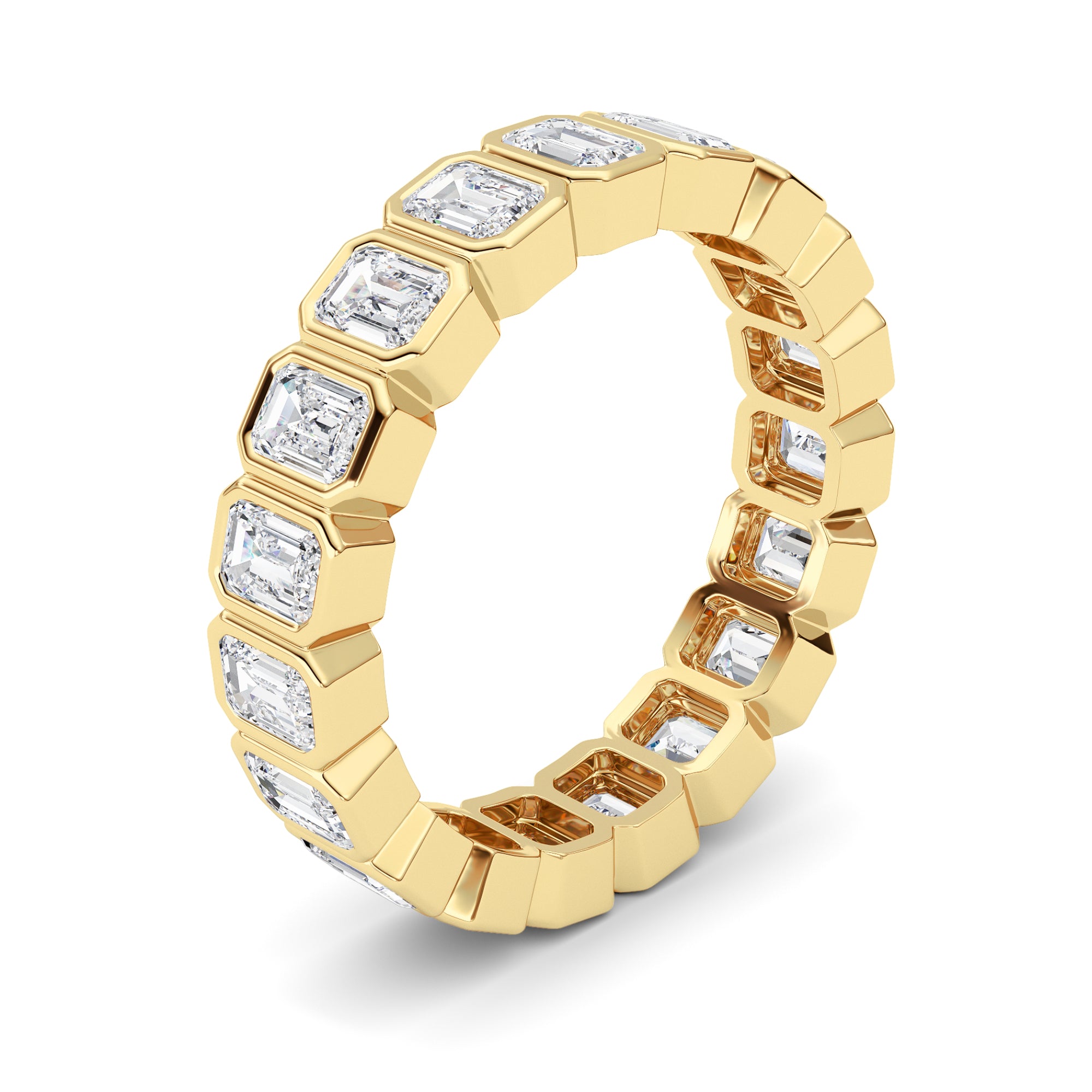 2.2CTW Emerald Shaped Lab Grown Diamond (F/VS) Eternity Band Ring in 14K Gold - Size 6