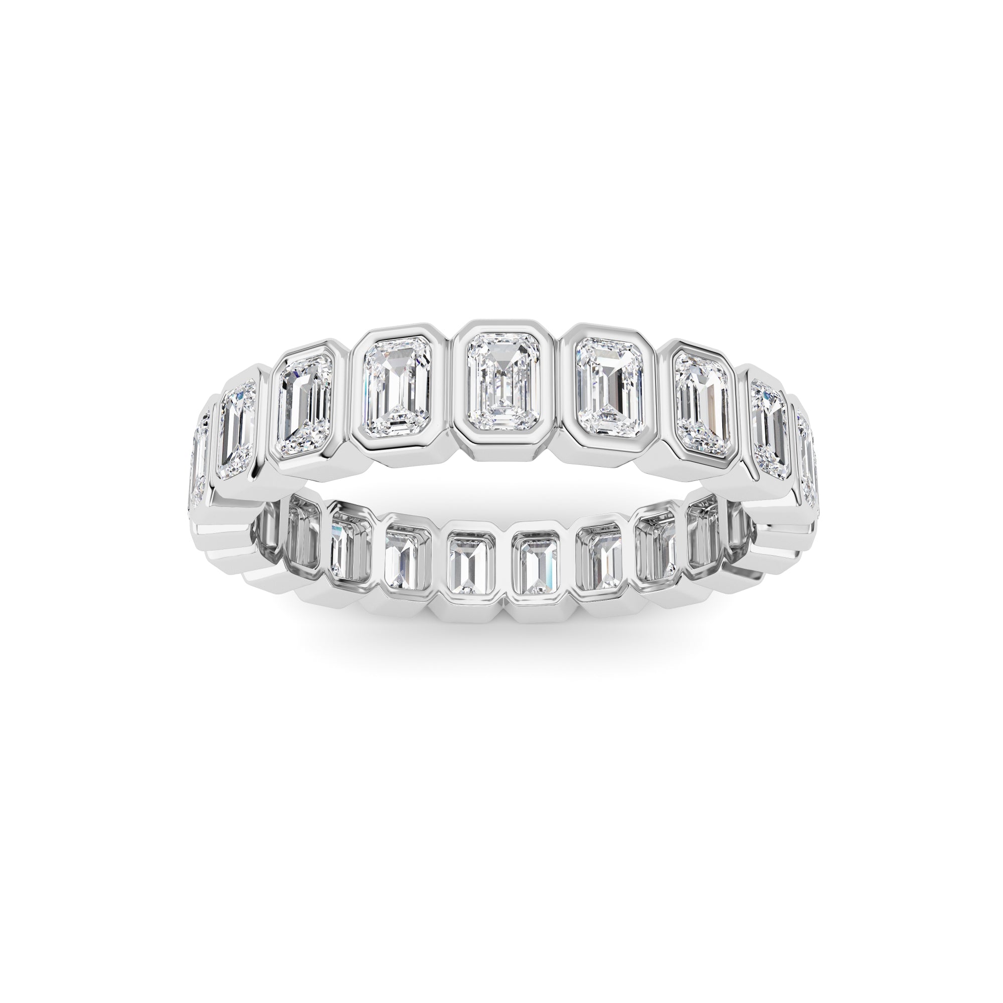 2.6CTW Emerald Shaped Lab Grown Diamond (F/VS) Eternity Band Ring in 14K Gold - Size 9