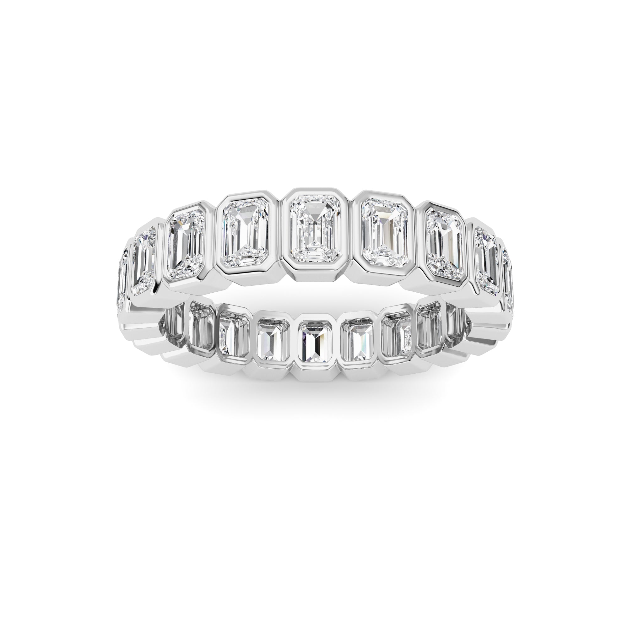 3.00CTW Emerald Shaped Lab Grown Diamond (F/VS) Eternity Band Ring in 14K Gold - Size 8