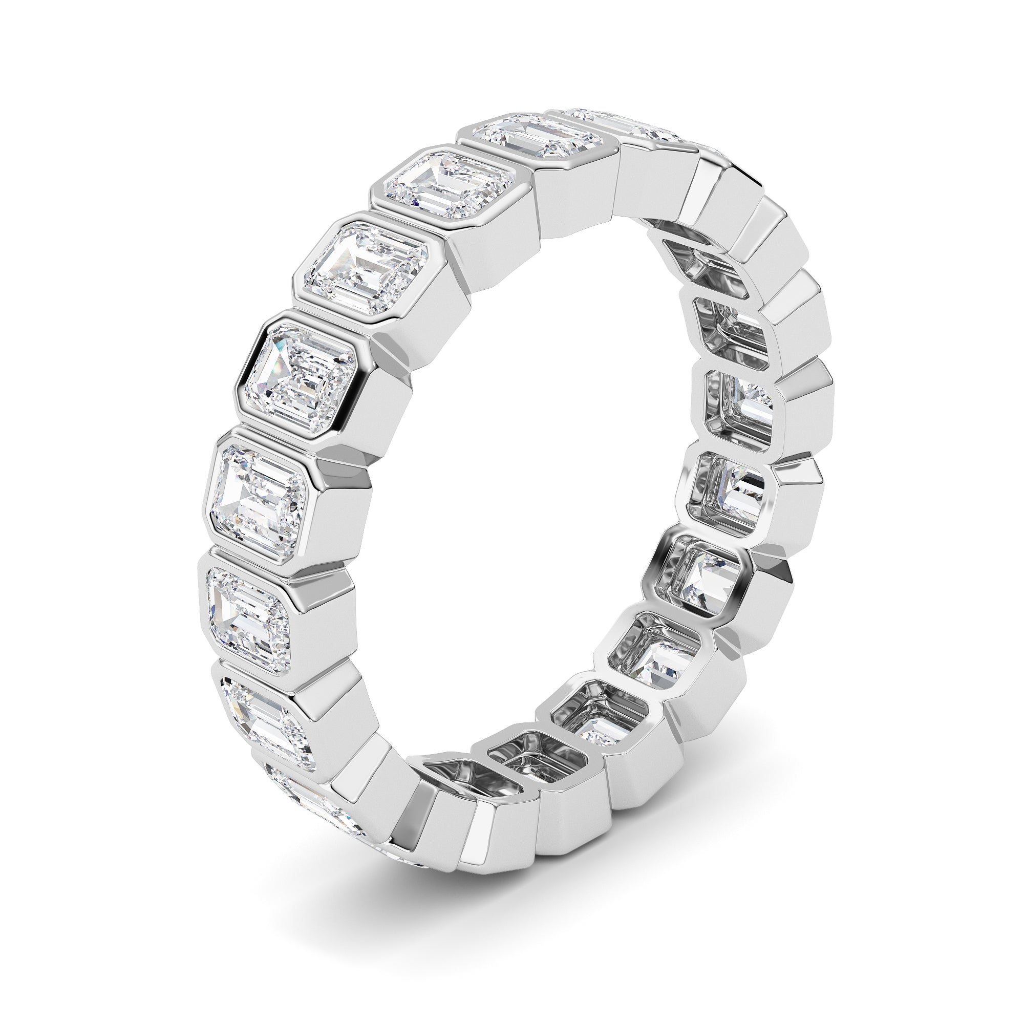 3.00CTW Emerald Shaped Lab Grown Diamond (F/VS) Eternity Band Ring in 14K Gold - Size 8
