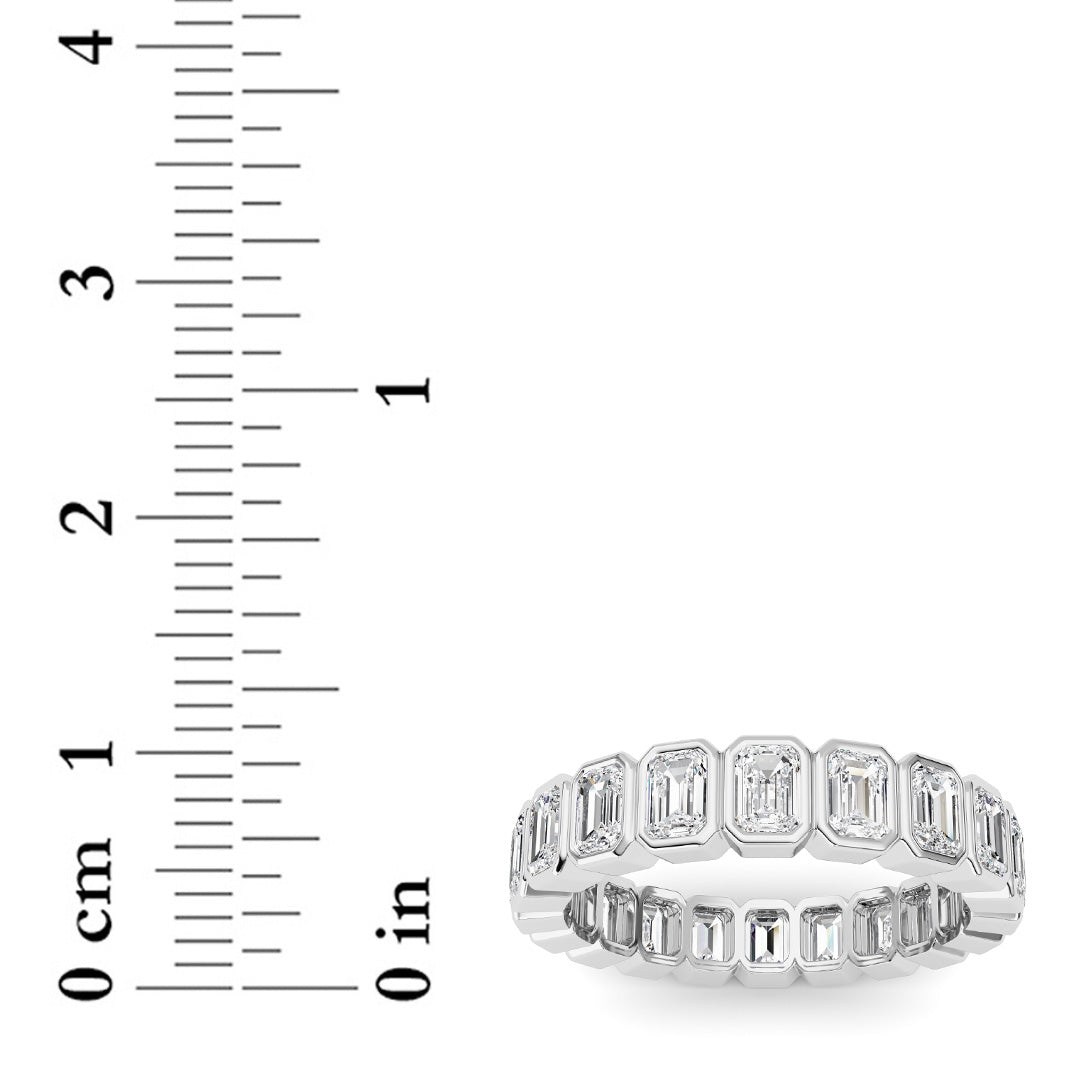 3.00CTW Emerald Shaped Lab Grown Diamond (F/VS) Eternity Band Ring in 14K Gold - Size 9