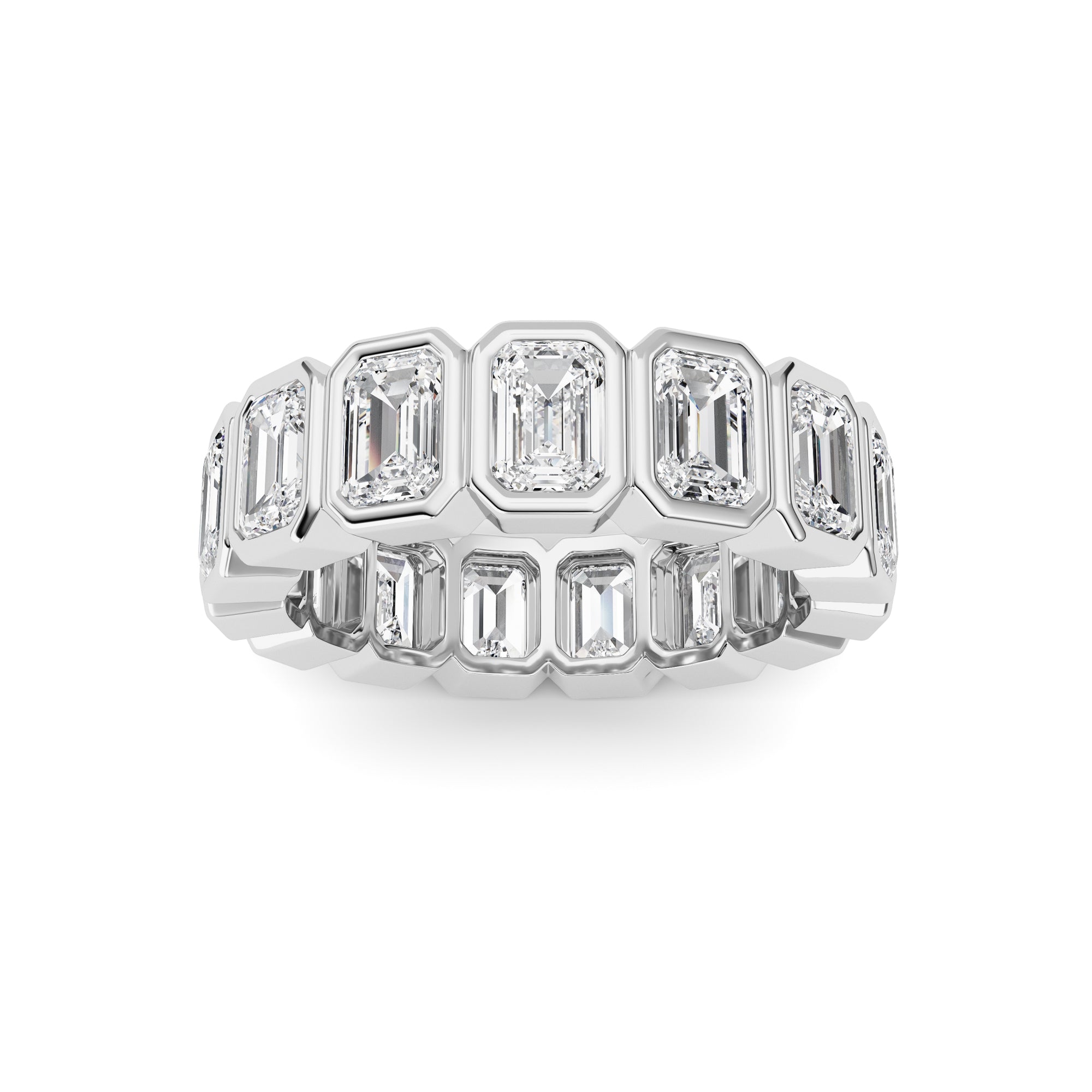 3.75CTW Emerald Shaped Lab Grown Diamond (F/VS) Eternity Band Ring in 14K Gold - Size 5