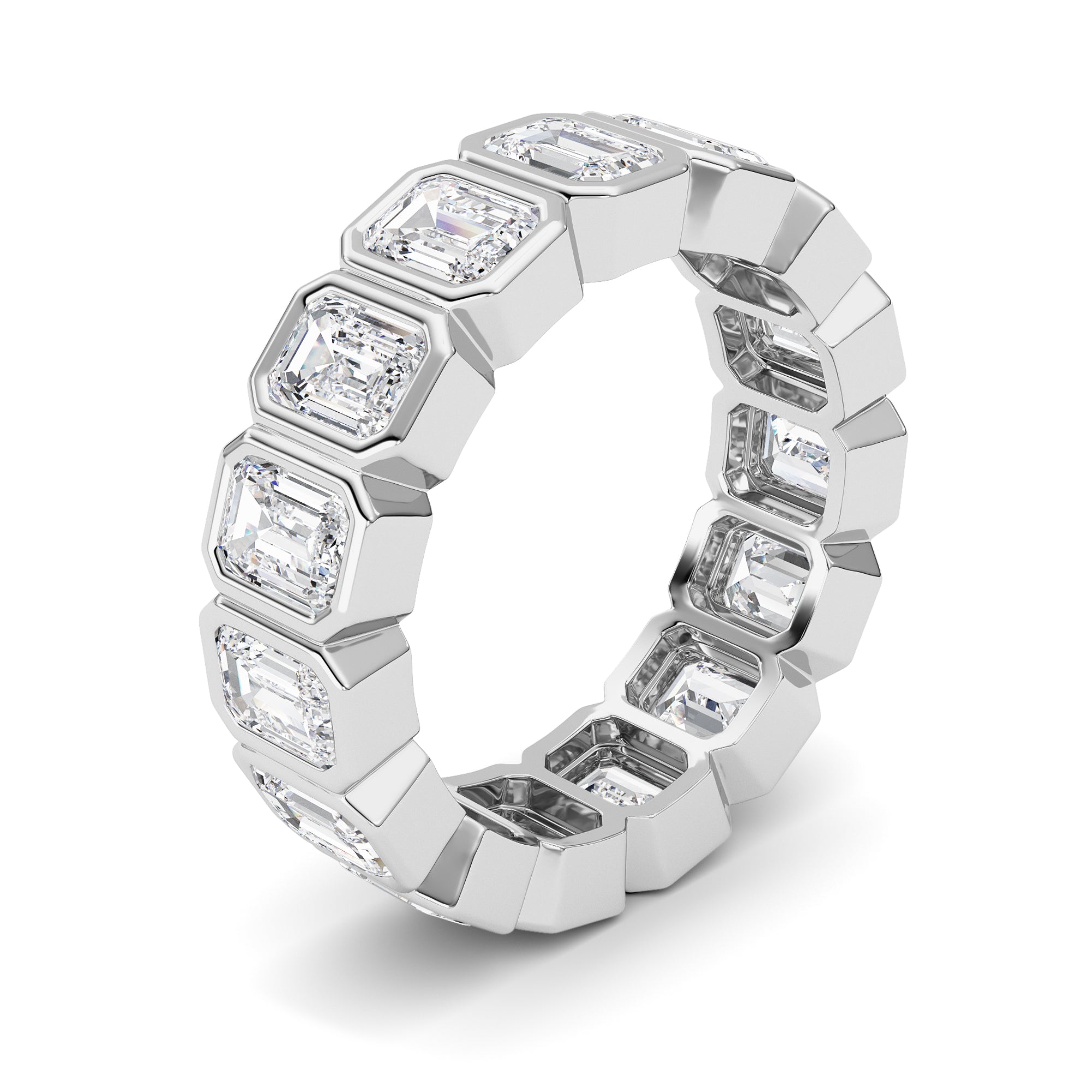 3.75CTW Emerald Shaped Lab Grown Diamond (F/VS) Eternity Band Ring in 14K Gold - Size 5